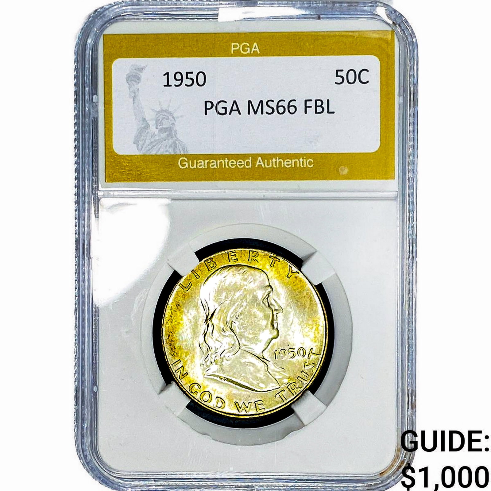 1950 Franklin Half Dollar PGA MS66 FBL: 1950 Franklin Half Dollar PGA MS66 FBL