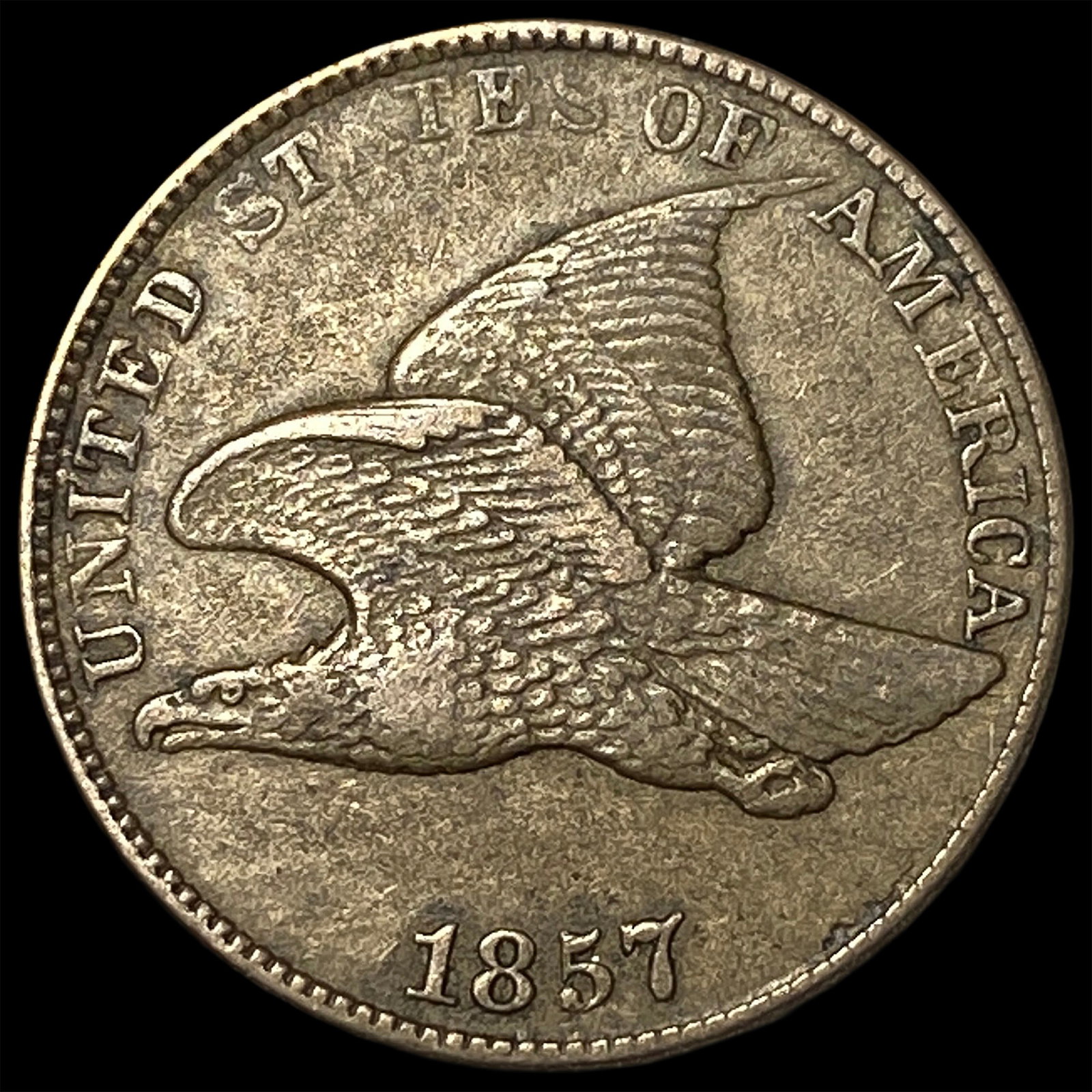 1857 Copper-Nickel Flying Eagle Cent NEARLY UNCIRCULATED: 1857 Copper-Nickel Flying Eagle Cent NEARLY UNCIRCULATED
