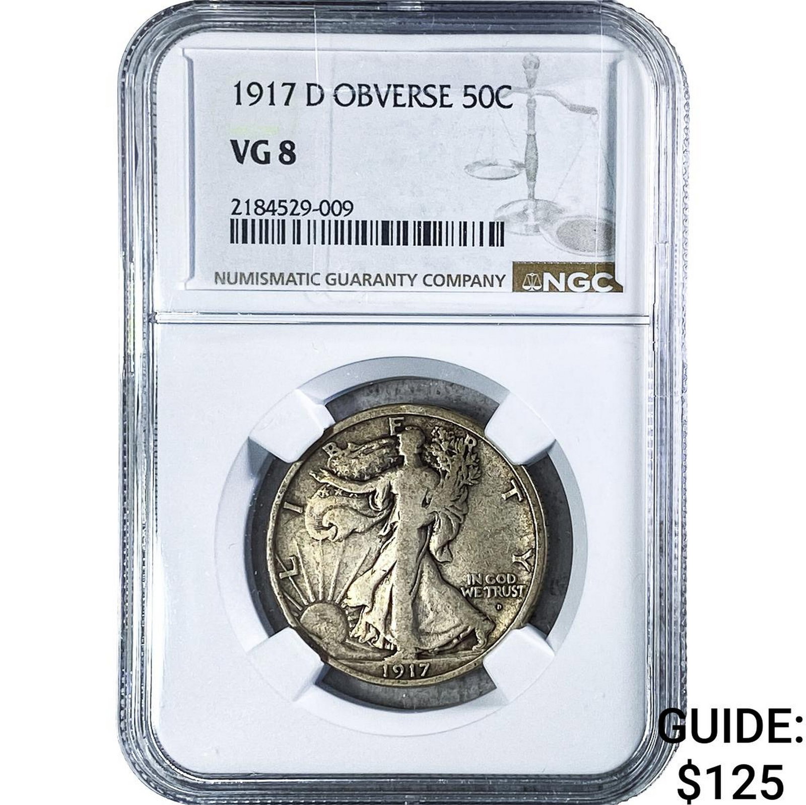 1917-D Walking Liberty Half Dollar NGC VG8: 1917-D Walking Liberty Half Dollar NGC VG8