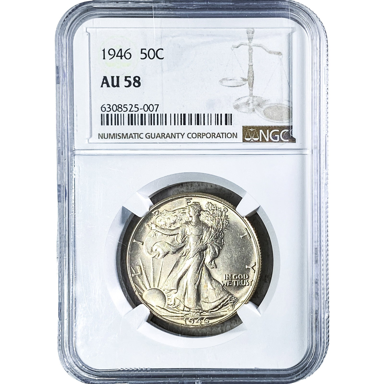 1946 Walking Liberty Half Dollar NGC AU58: 1946 Walking Liberty Half Dollar NGC AU58