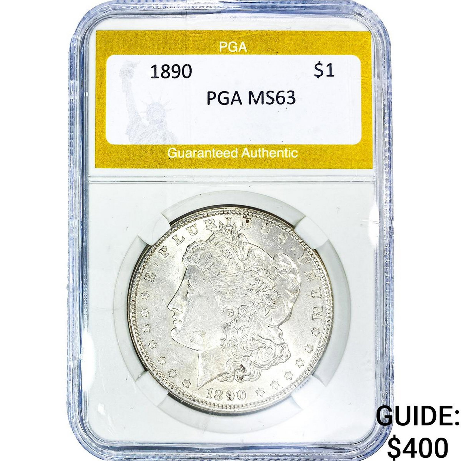 1890 Morgan Silver Dollar PGA MS63: 1890 Morgan Silver Dollar PGA MS63