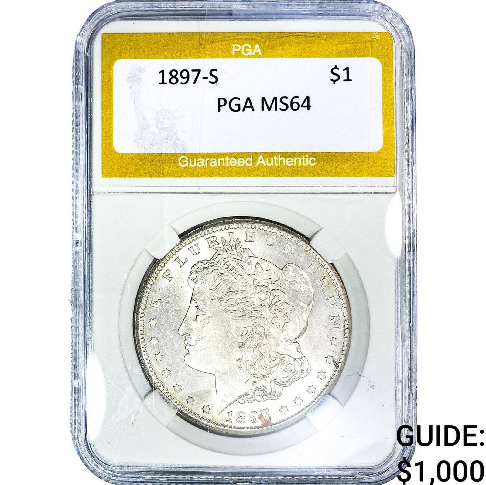 1897-S Morgan Silver Dollar PGA MS64: 1897-S Morgan Silver Dollar PGA MS64