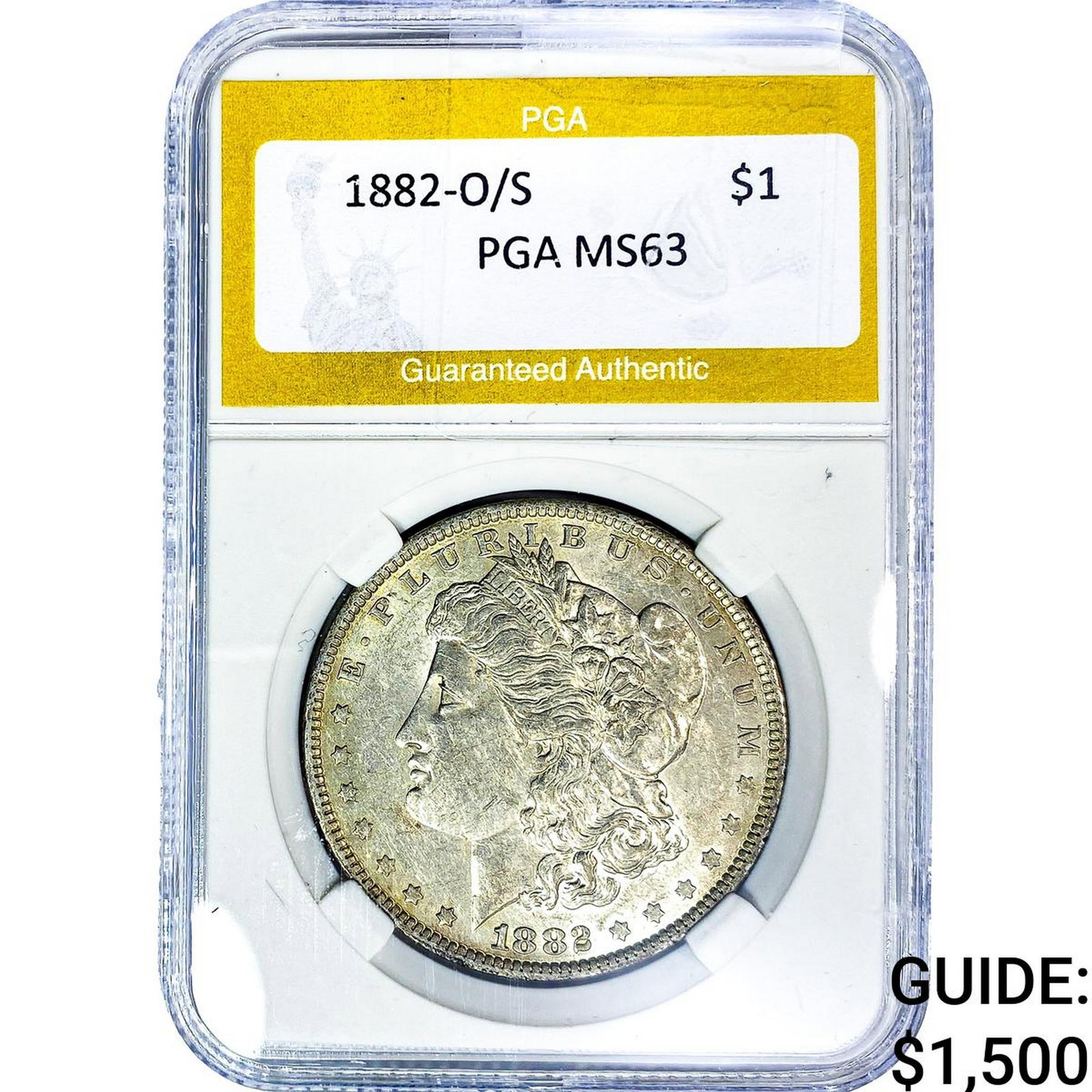 1882-O/S Morgan Silver Dollar PGA MS63: 1882-O/S Morgan Silver Dollar PGA MS63