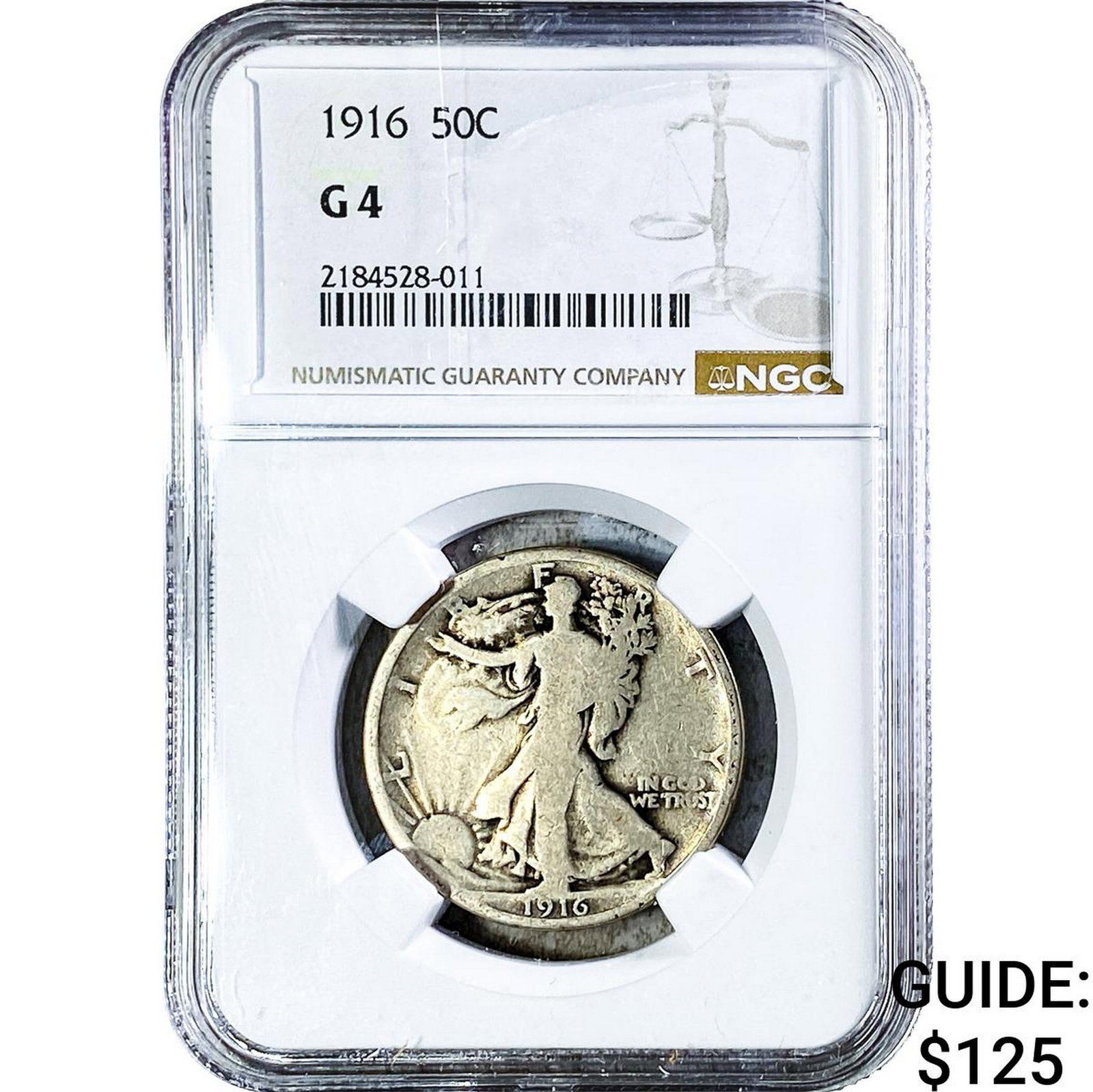 1916 Walking Liberty Half Dollar NGC G4: 1916 Walking Liberty Half Dollar NGC G4