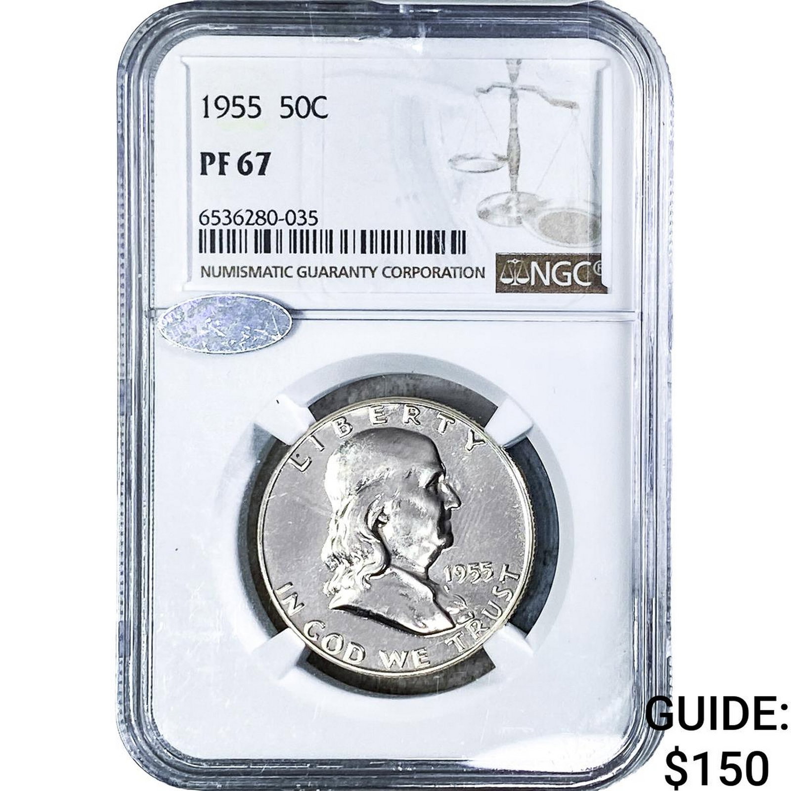1955 Franklin Half Dollar NGC PF67: 1955 Franklin Half Dollar NGC PF67