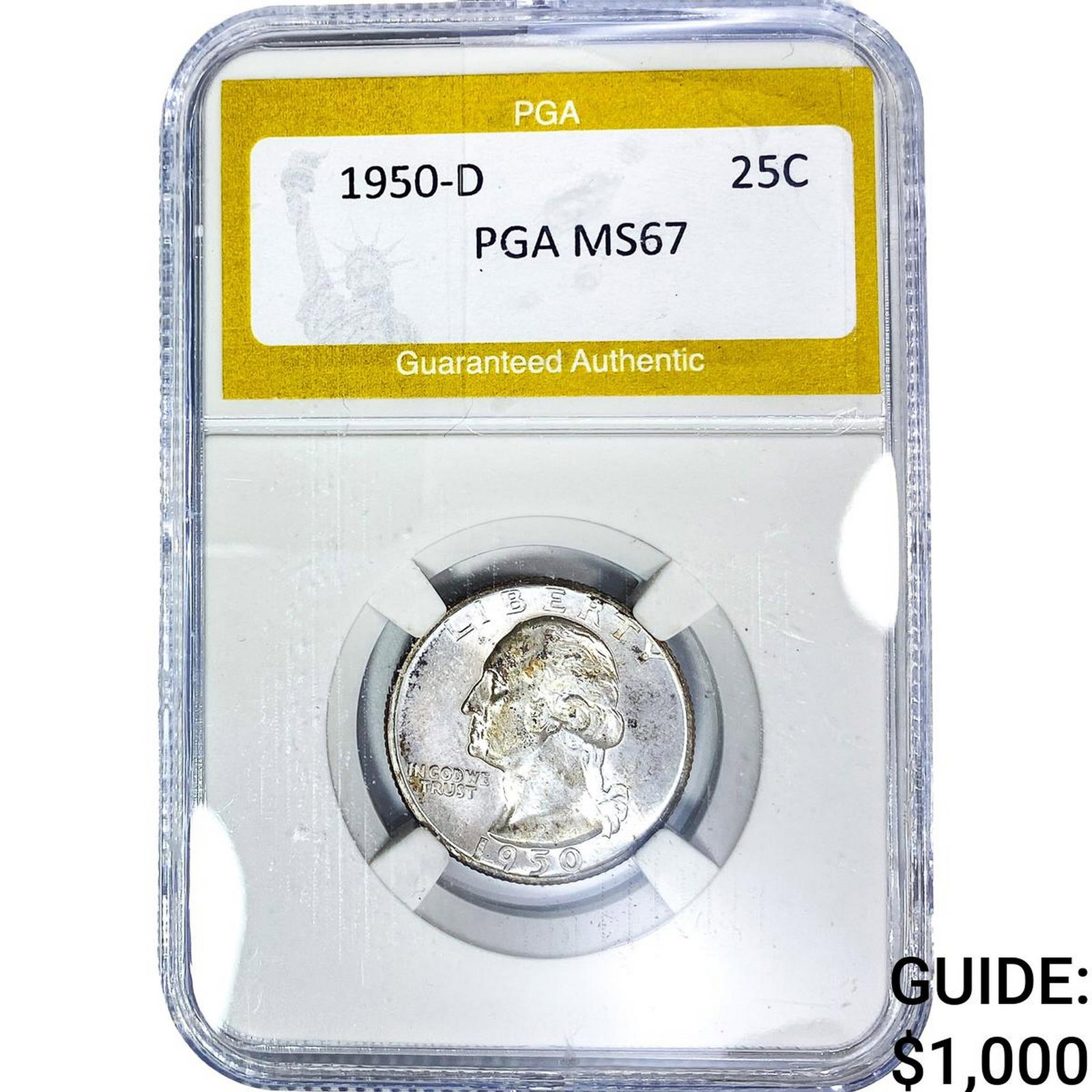 1950-D Washington Silver Quarter PGA MS67: 1950-D Washington Silver Quarter PGA MS67
