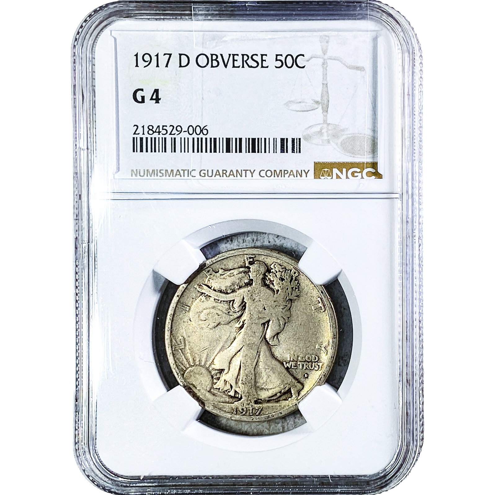 1917-D Walking Liberty Half Dollar NGC G4: 1917-D Walking Liberty Half Dollar NGC G4