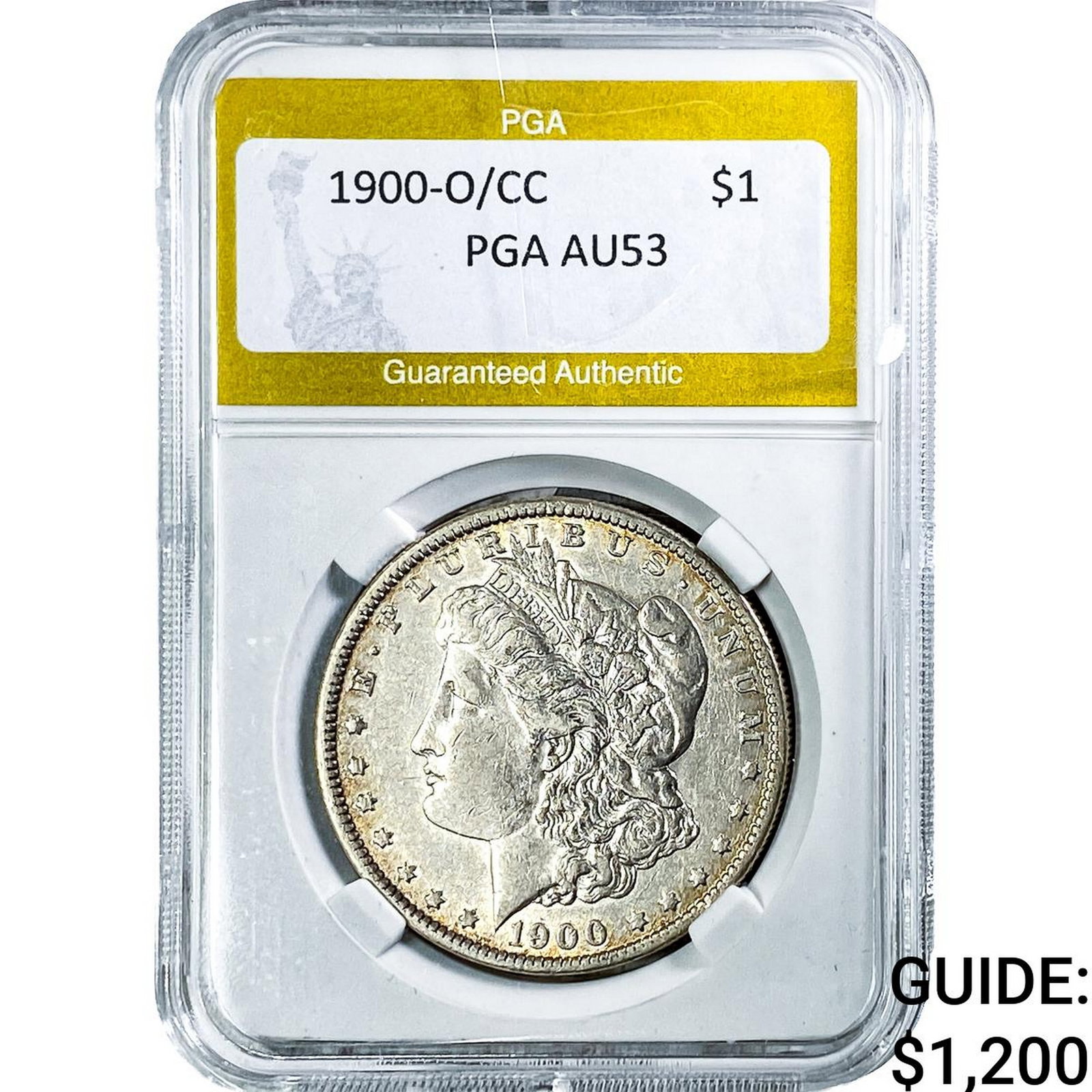 1900-O/CC Morgan Silver Dollar PGA AU53: 1900-O/CC Morgan Silver Dollar PGA AU53
