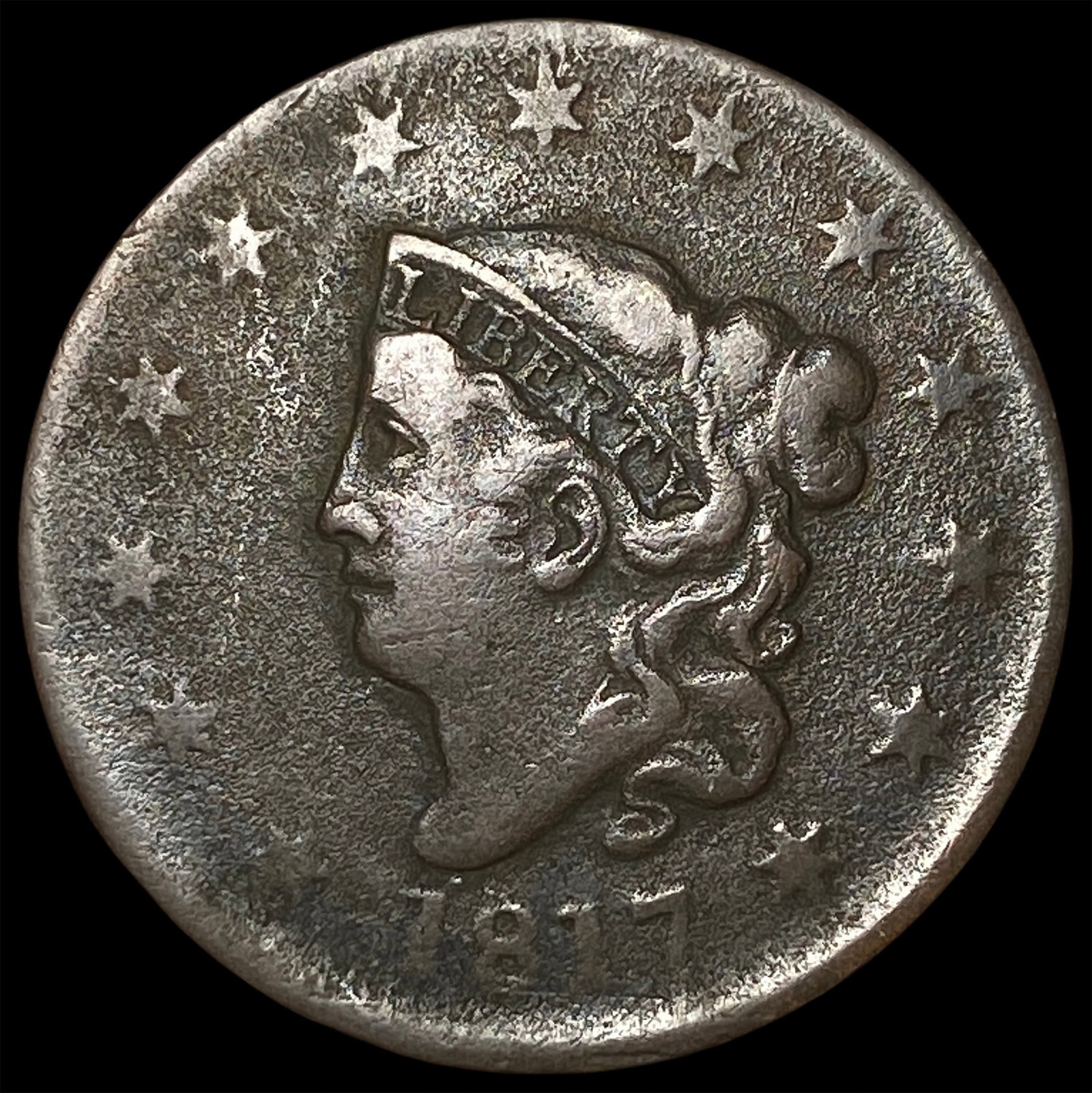 1817 Coronet Head Large Cent LIGHTLY CIRCULATED: 1817 Coronet Head Large Cent LIGHTLY CIRCULATED
