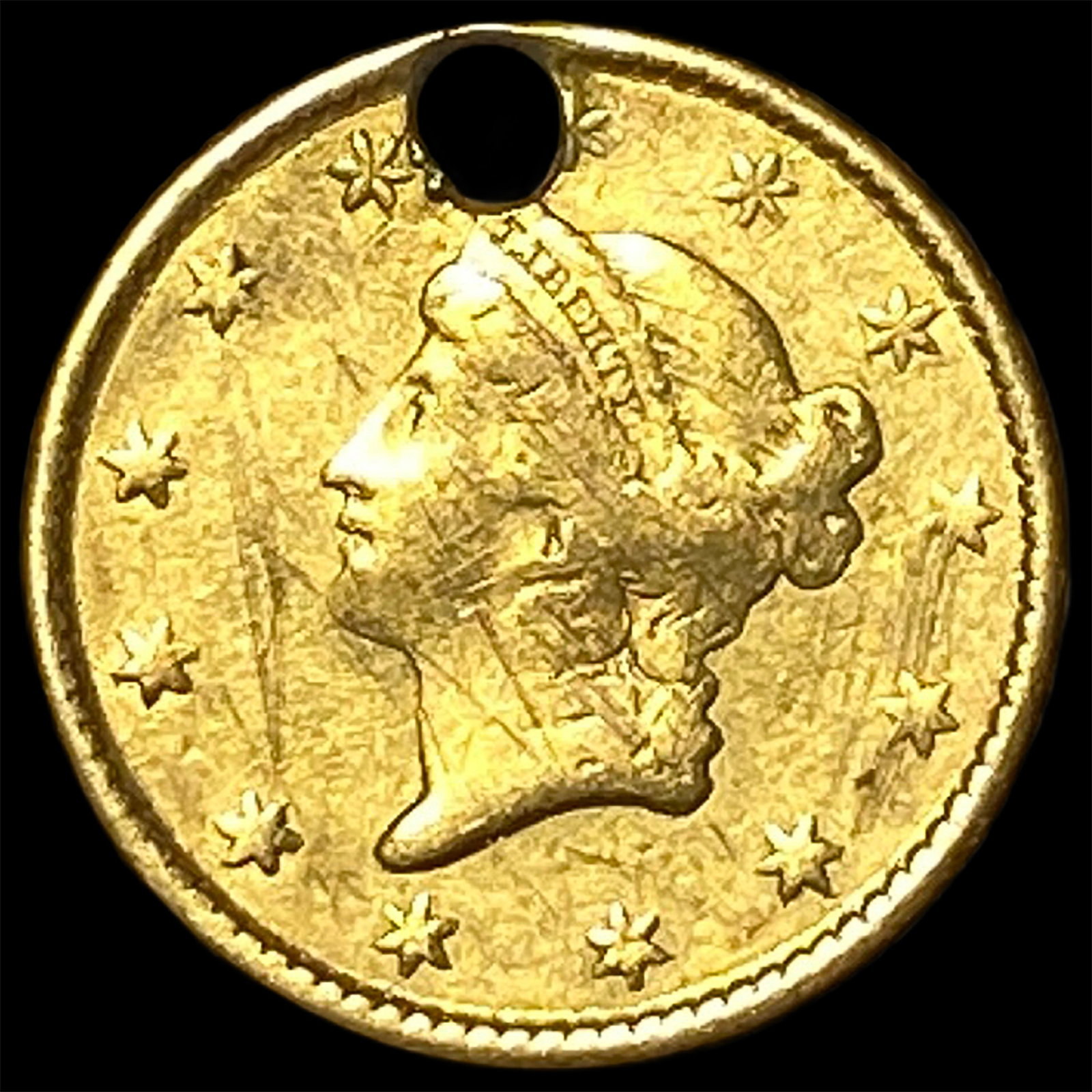 1853 Gold $1 Type 1 (holed) HIGH GRADE: 1853 Gold $1 Type 1 (holed) HIGH GRADE