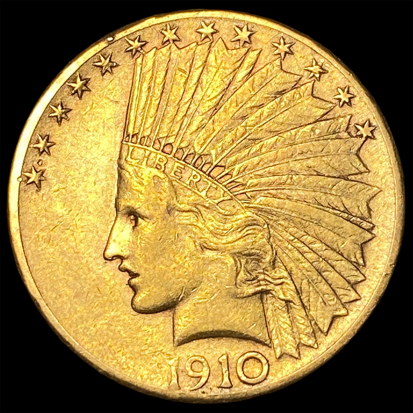 1910 $10 Indian Head Eagle Gold Coin CLOSELY UNCIRCULATED: 1910 $10 Indian Head Eagle Gold Coin CLOSELY UNCIRCULATED