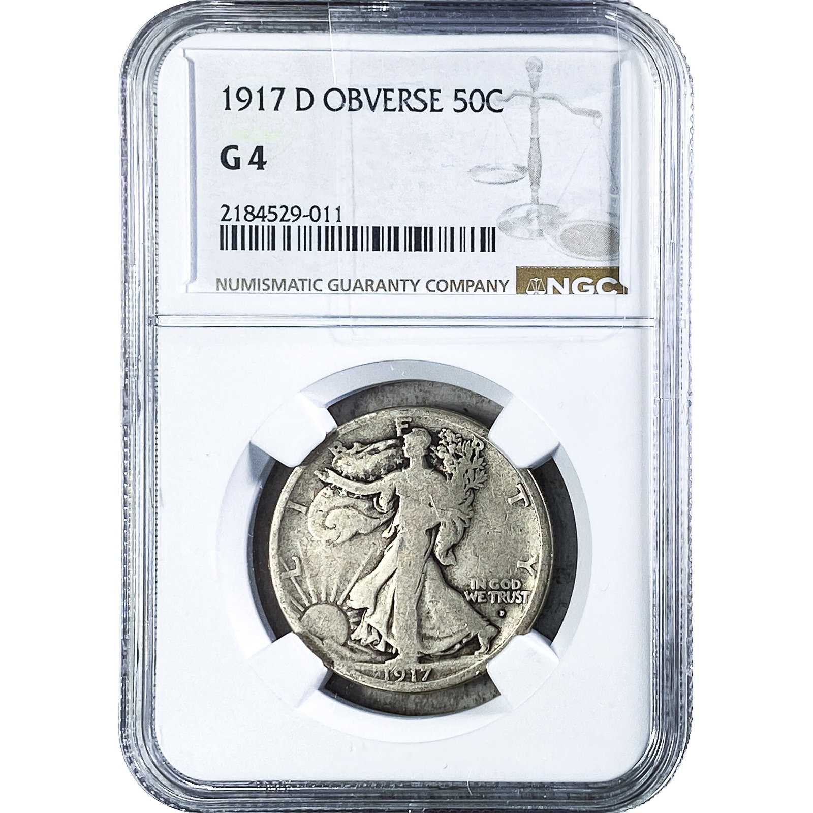 1917-D Walking Liberty Half Dollar NGC G4: 1917-D Walking Liberty Half Dollar NGC G4