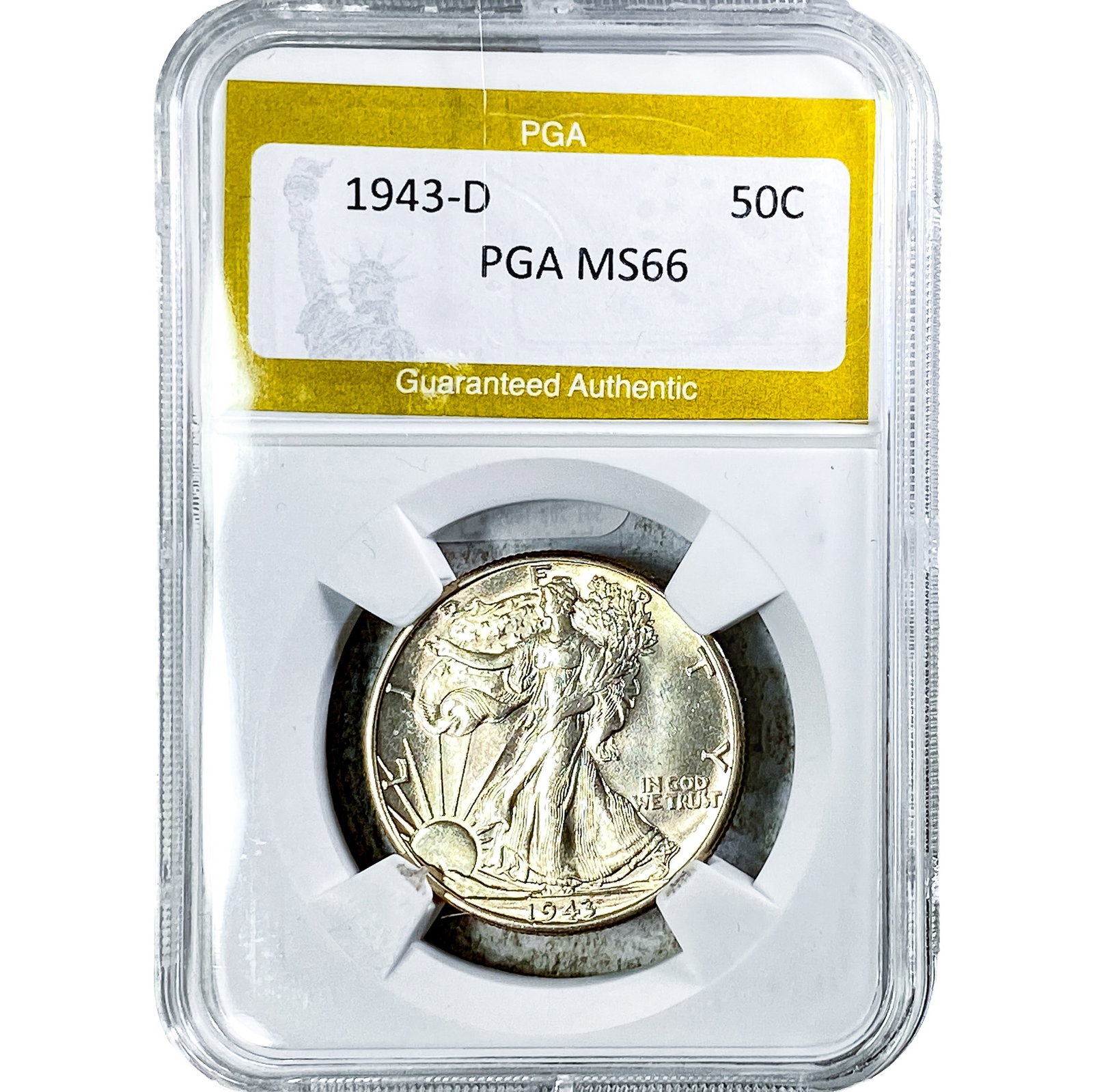 1943-D Walking Liberty Half Dollar PGA MS66: 1943-D Walking Liberty Half Dollar PGA MS66