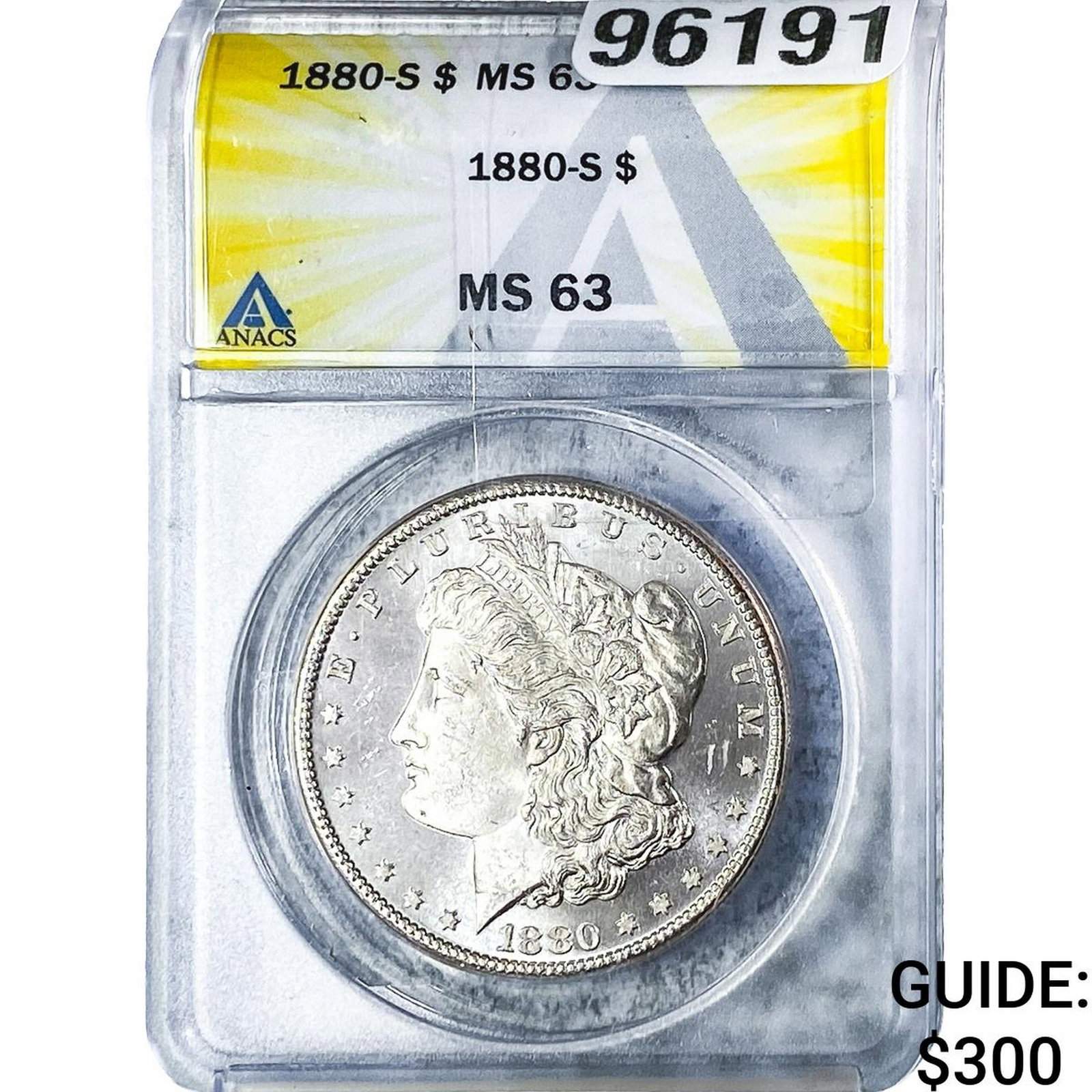 1880-S Morgan Silver Dollar ANACS MS63: 1880-S Morgan Silver Dollar ANACS MS63