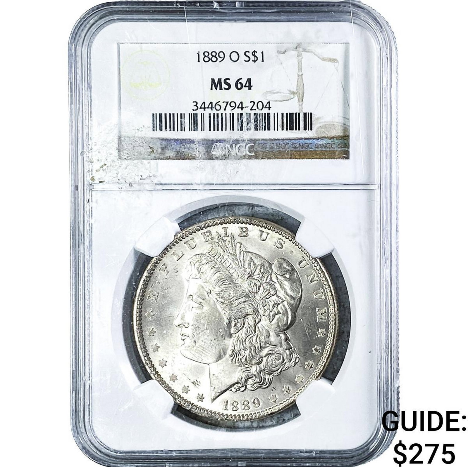 1889-O Morgan Silver Dollar NGC MS64: 1889-O Morgan Silver Dollar NGC MS64