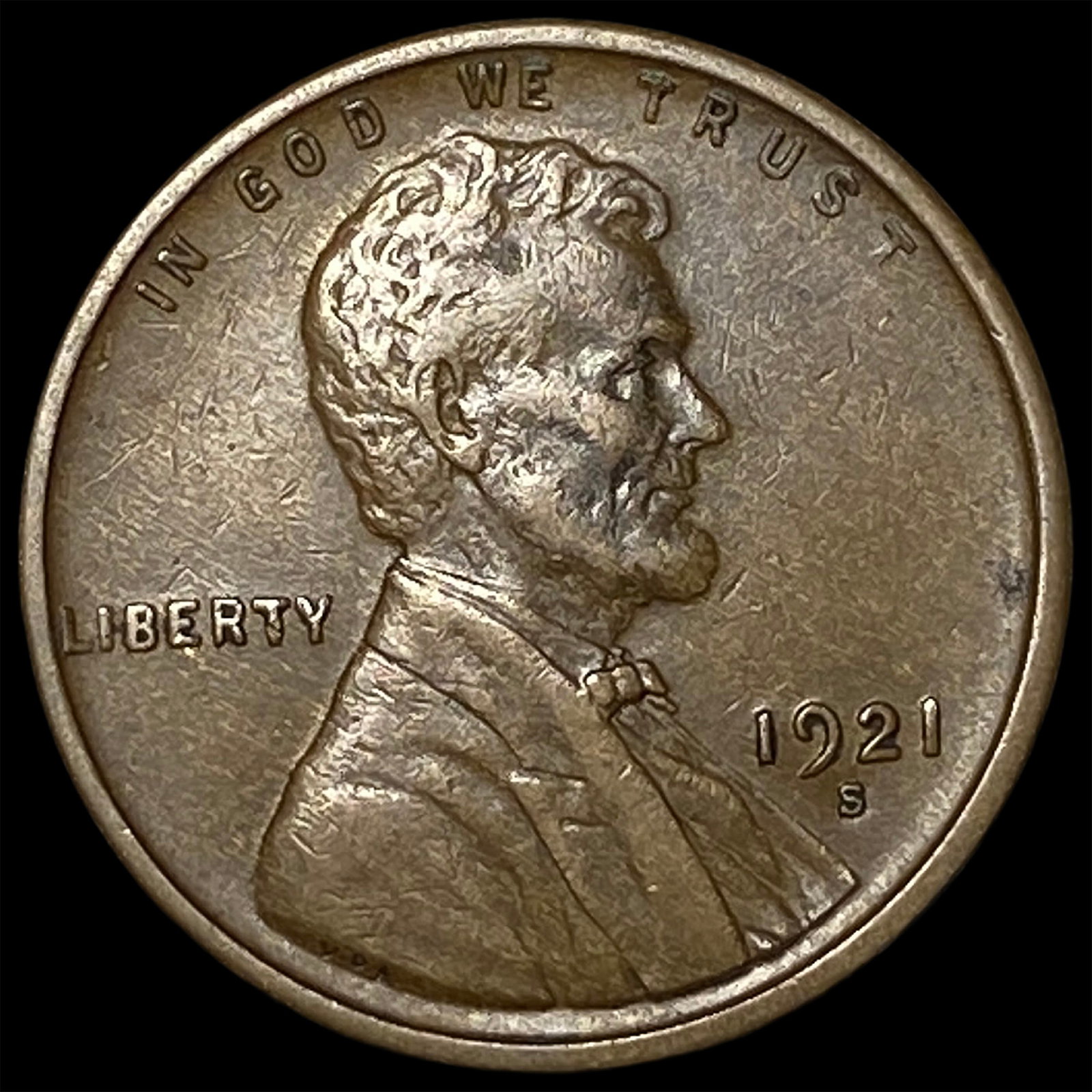 1921-S Lincoln Wheat Cent NEARLY UNCIRCULATED: 1921-S Lincoln Wheat Cent NEARLY UNCIRCULATED