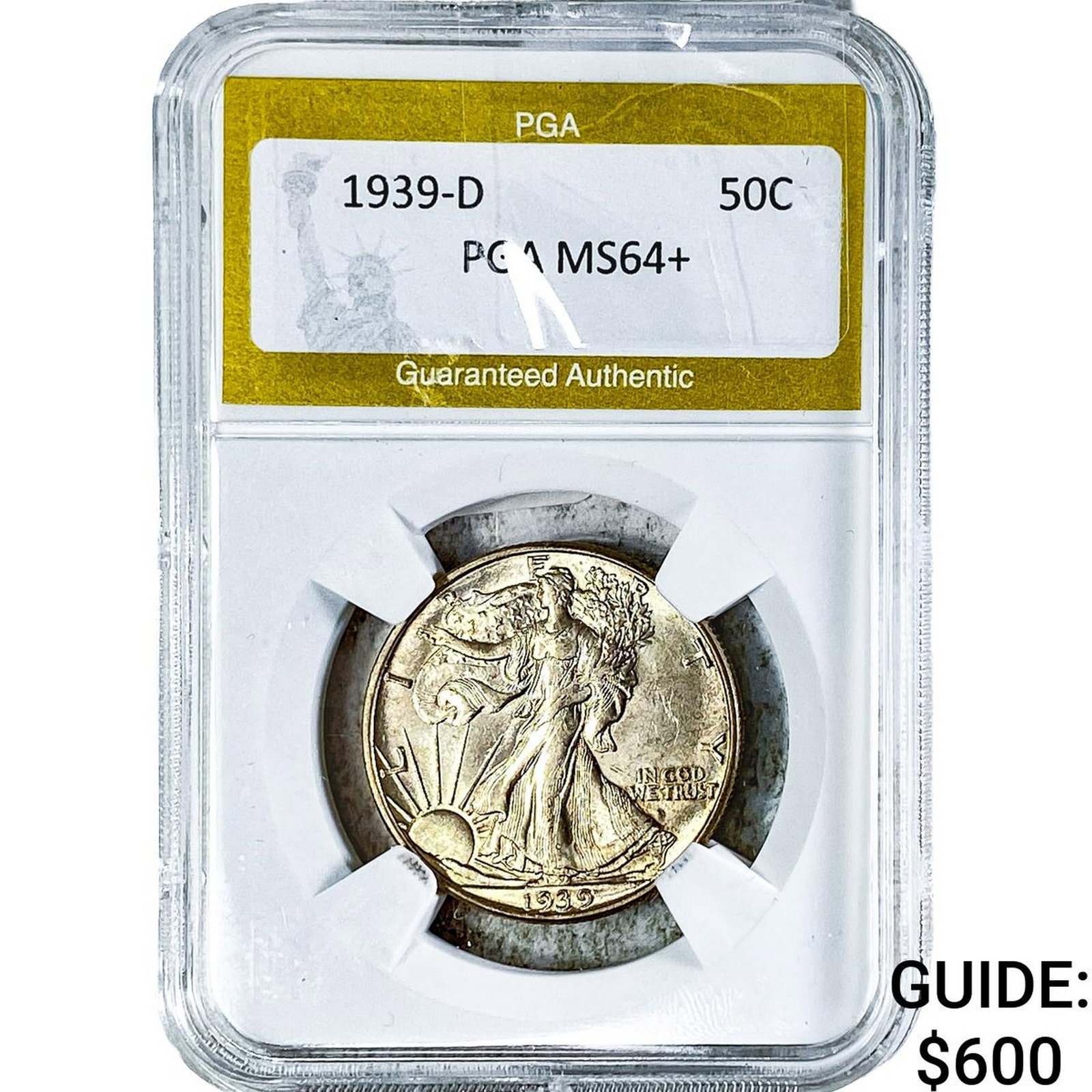 1939-D Walking Liberty Half Dollar PGA MS64+: 1939-D Walking Liberty Half Dollar PGA MS64+