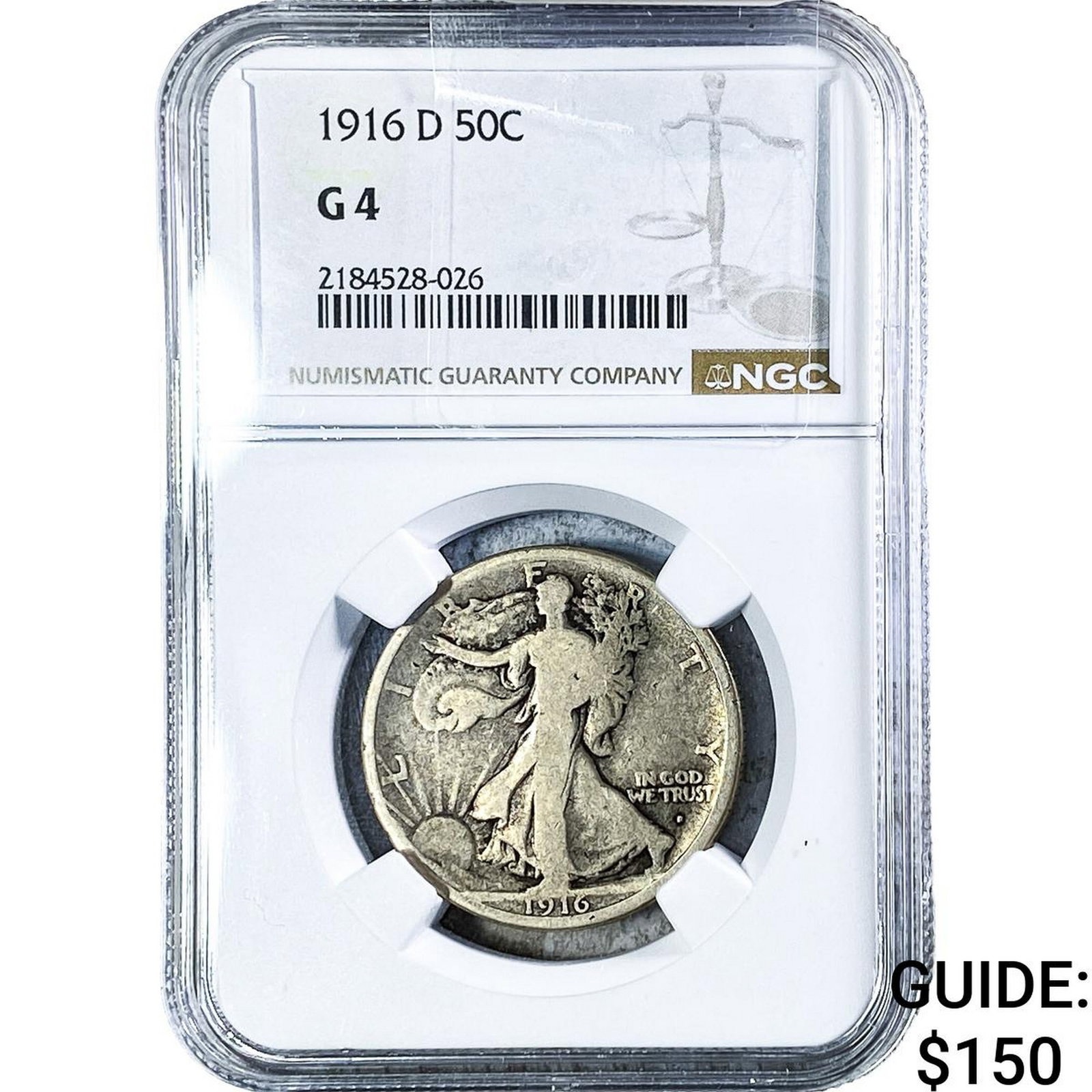 1916-D Walking Liberty Half Dollar NGC G4: 1916-D Walking Liberty Half Dollar NGC G4