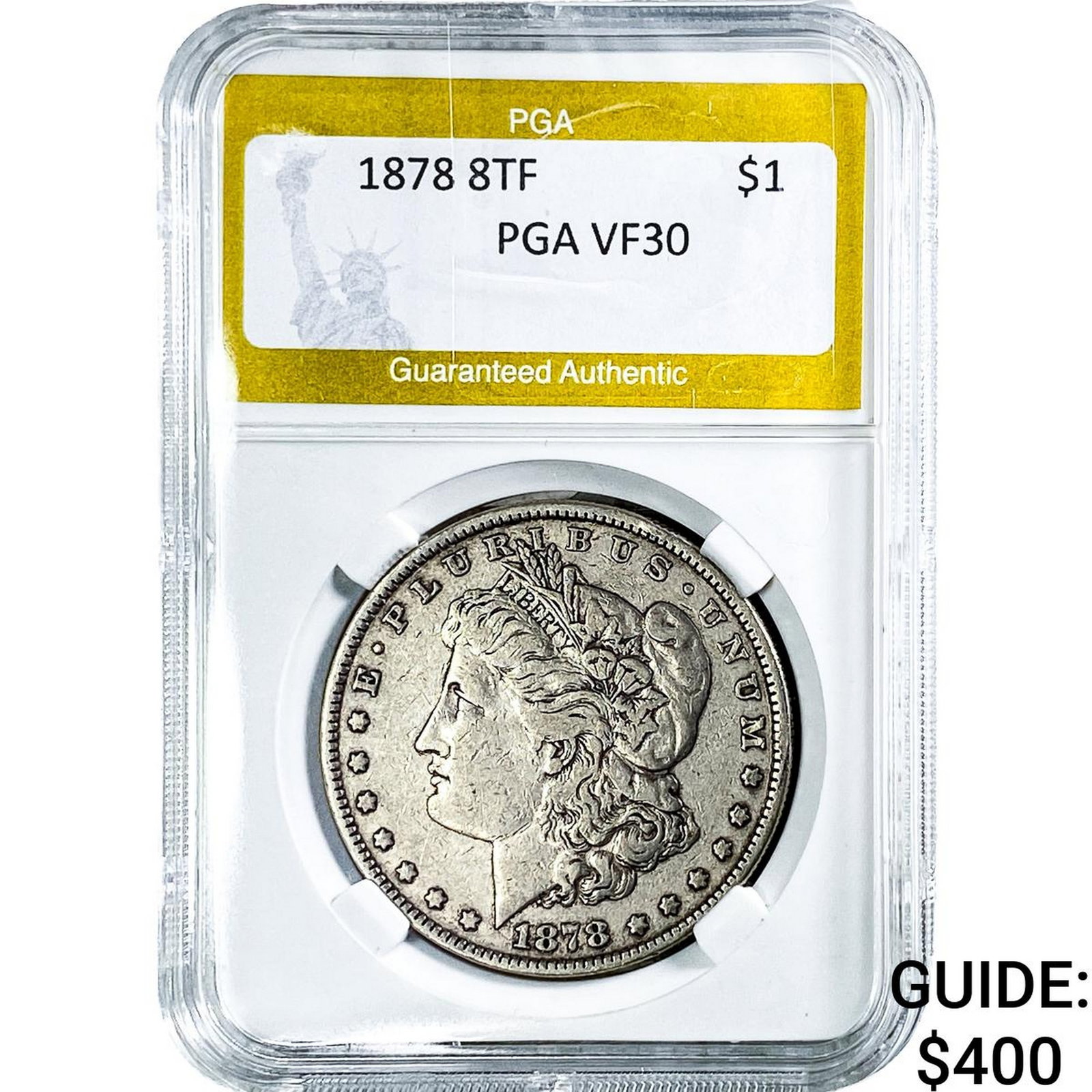 1878 8TF Morgan Silver Dollar PGA VF30: 1878 8TF Morgan Silver Dollar PGA VF30