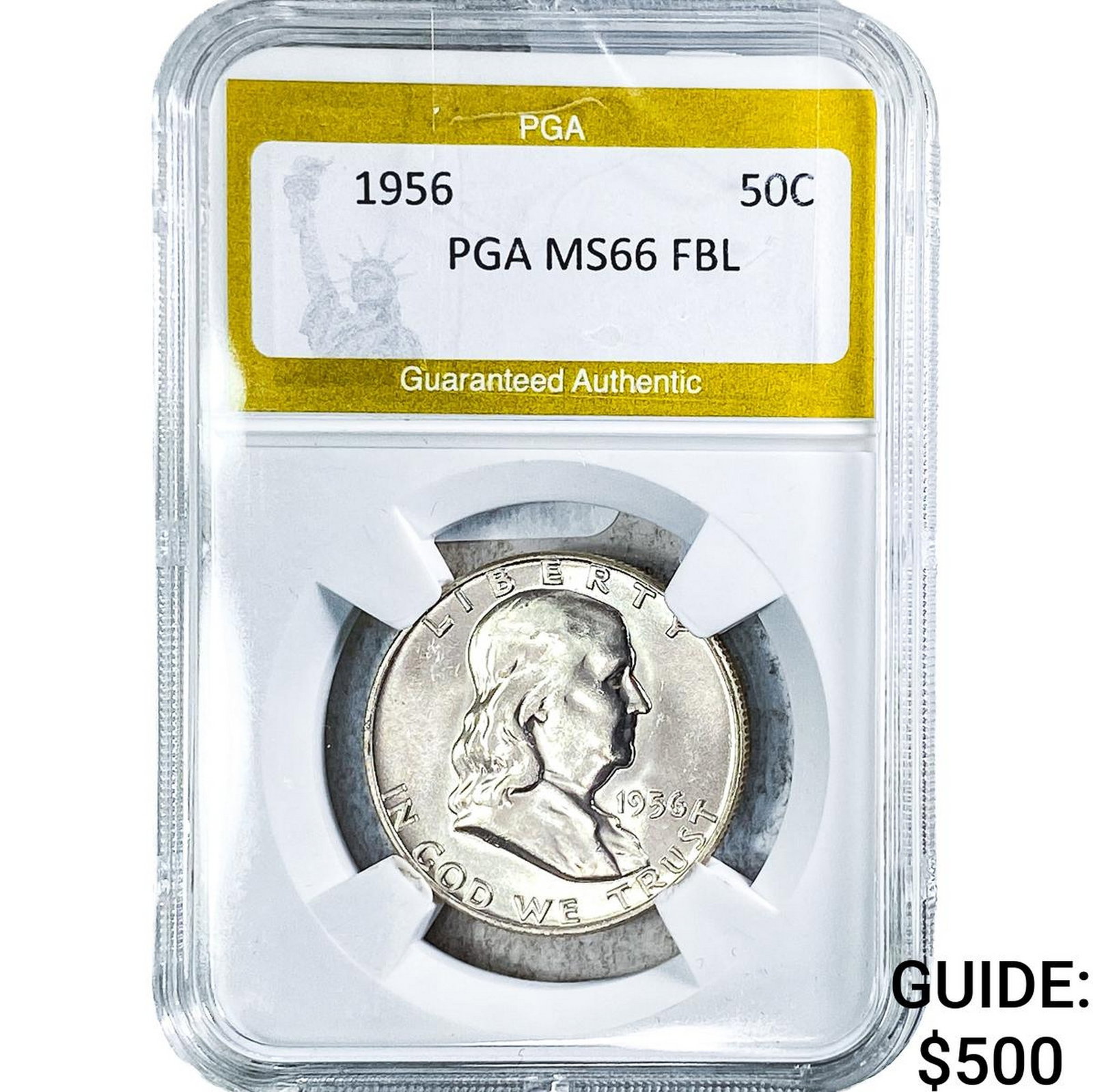 1956 Franklin Half Dollar PGA MS66 FBL: 1956 Franklin Half Dollar PGA MS66 FBL