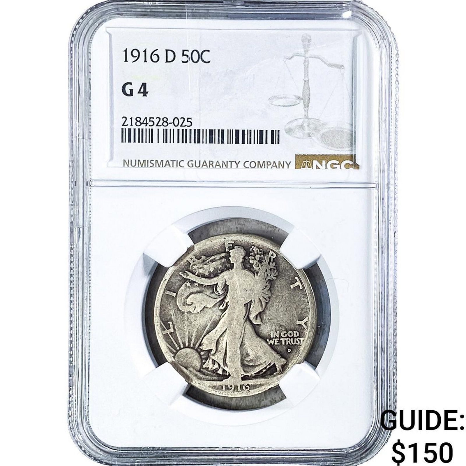 1916-D Walking Liberty Half Dollar NGC G4: 1916-D Walking Liberty Half Dollar NGC G4