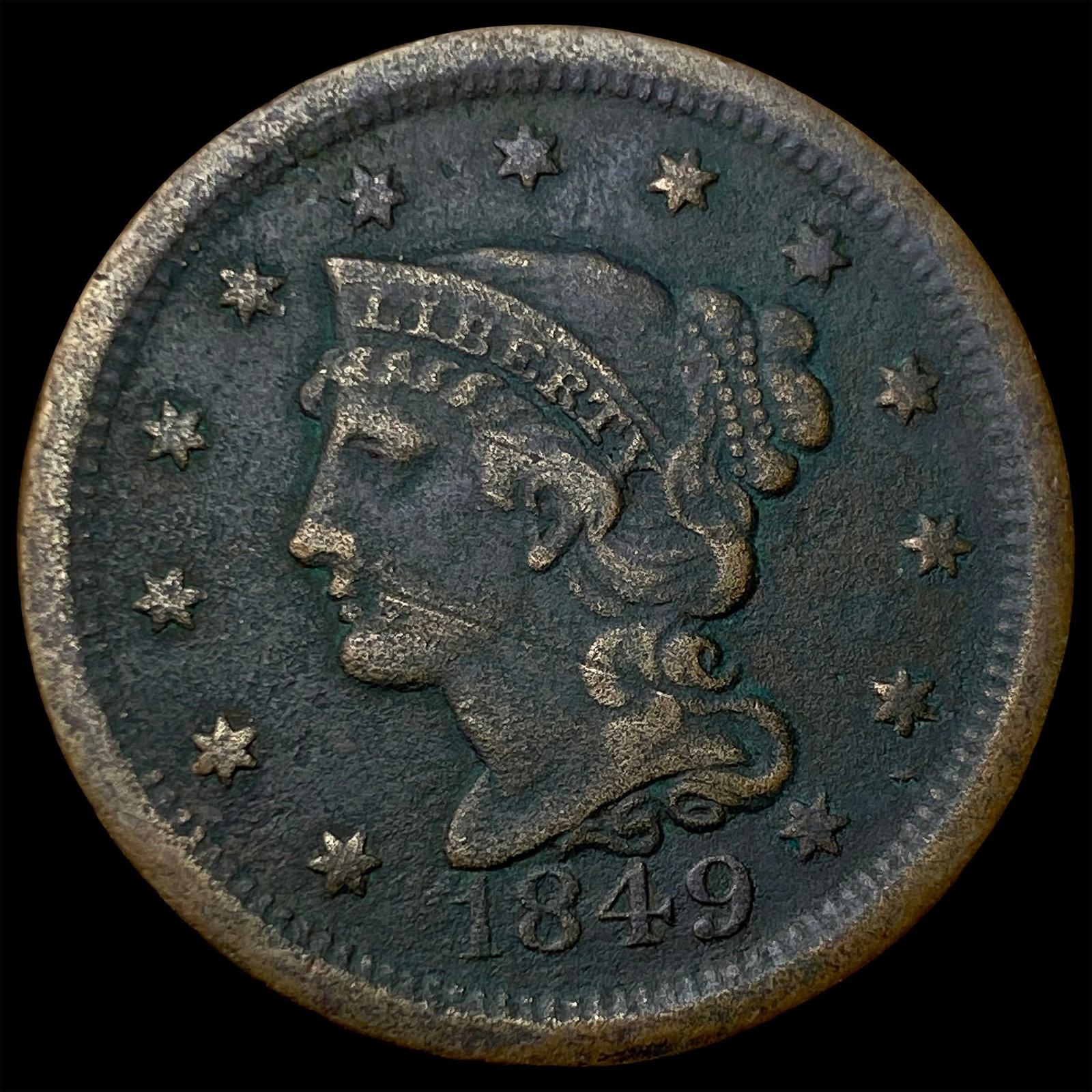 1849 Braided Hair Large Cent LIGHTLY CIRCULATED: 1849 Braided Hair Large Cent LIGHTLY CIRCULATED