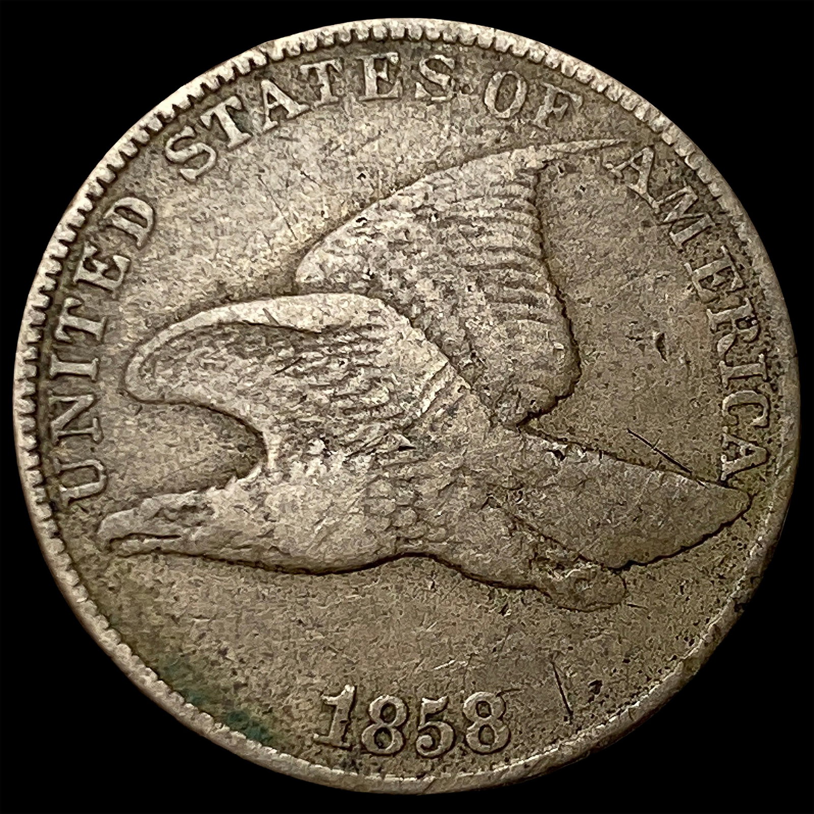 1858 Copper-Nickel Flying Eagle Cent ABOUT UNCIRCULATED: 1858 Copper-Nickel Flying Eagle Cent ABOUT UNCIRCULATED