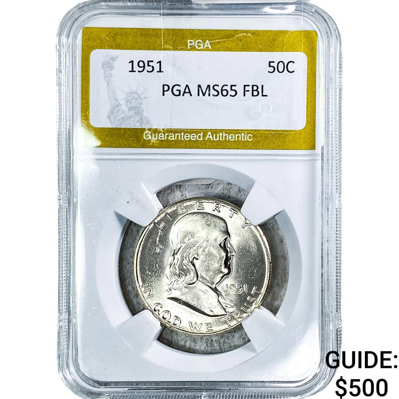 1951 Franklin Half Dollar PGA MS65 FBL: 1951 Franklin Half Dollar PGA MS65 FBL