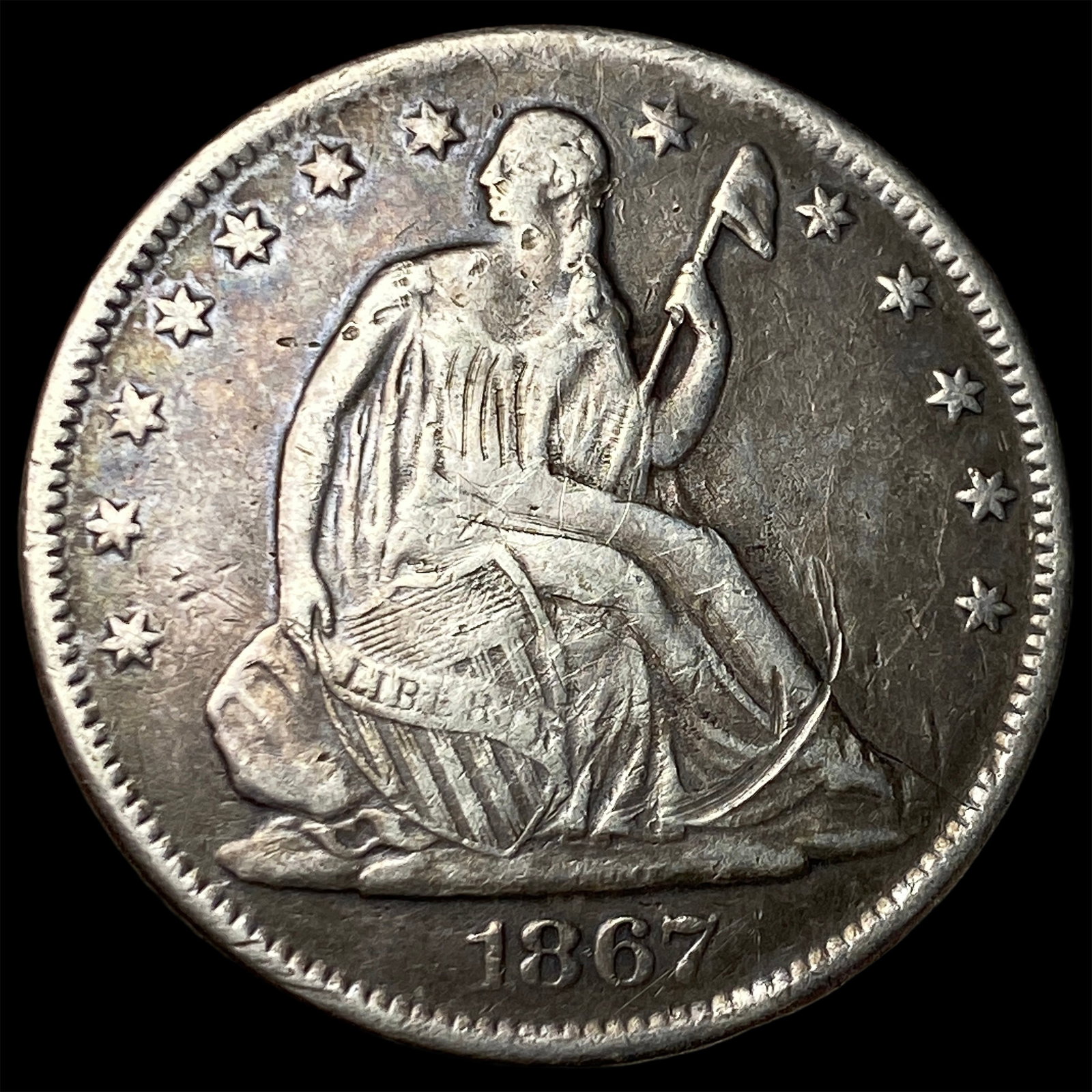 1867-S Silver Seated Liberty Half Dollar HIGH GRADE: 1867-S Silver Seated Liberty Half Dollar HIGH GRADE