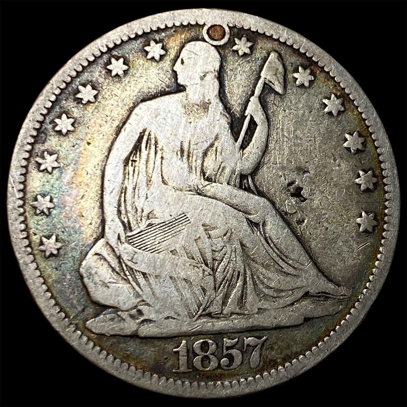 1857-S Silver Seated Liberty Half Dollar NICELY CIRCULATED: 1857-S Silver Seated Liberty Half Dollar NICELY CIRCULATED