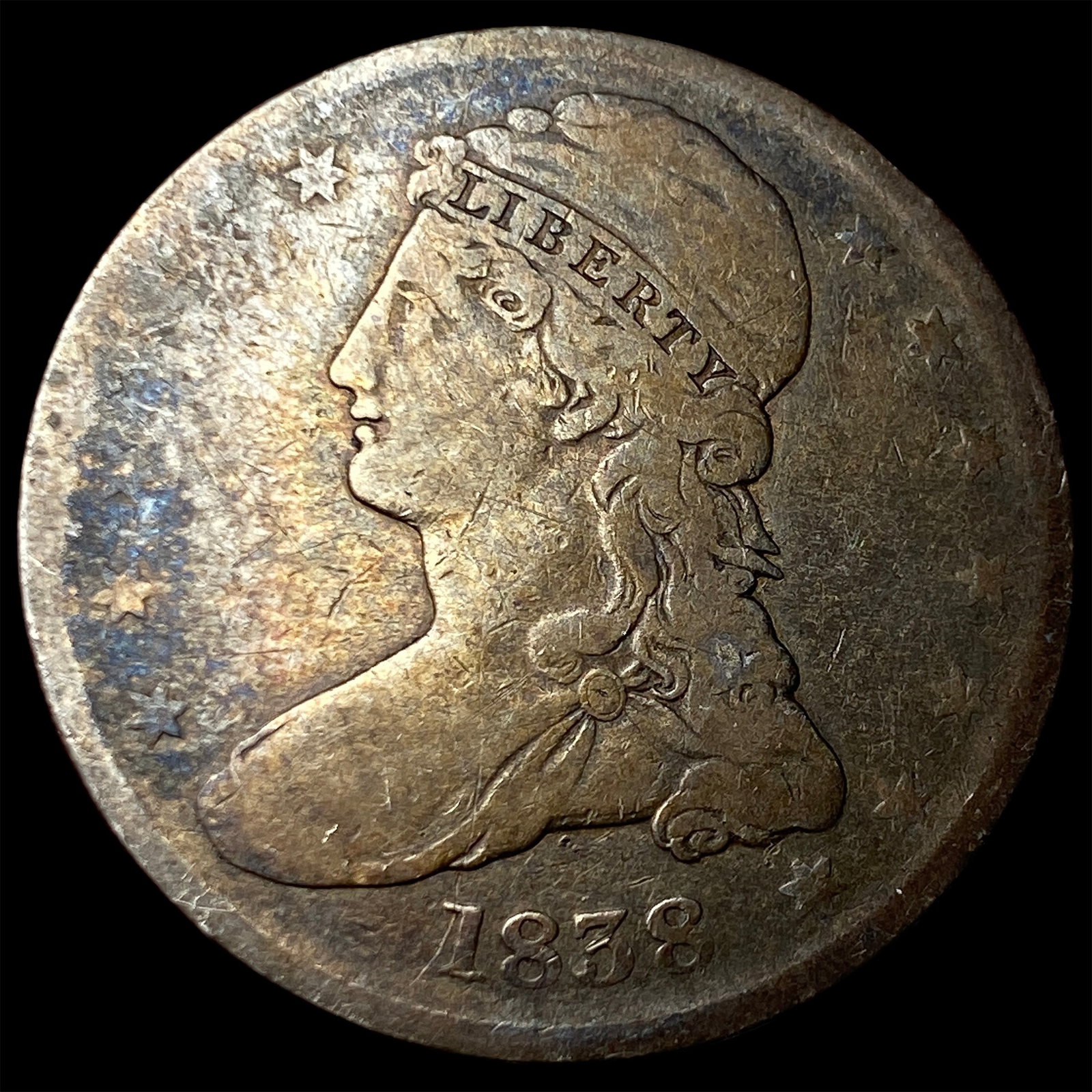 1838 Silver Half Dollar (Capped Bust) LIGHTLY CIRCULATED (1 of 2)