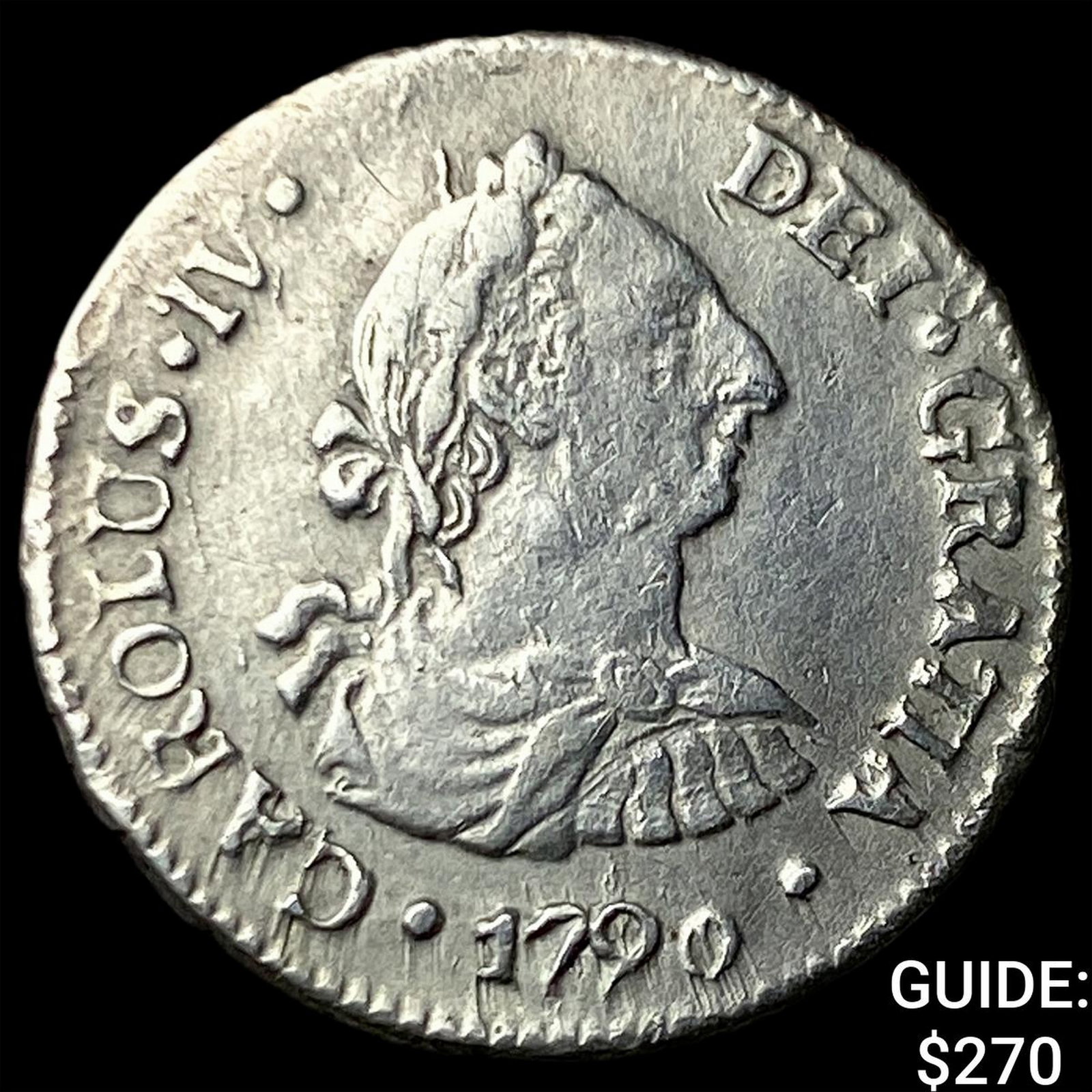 1790-PR Bolivia Charles IV Silver 1/2 Real (1 of 2)