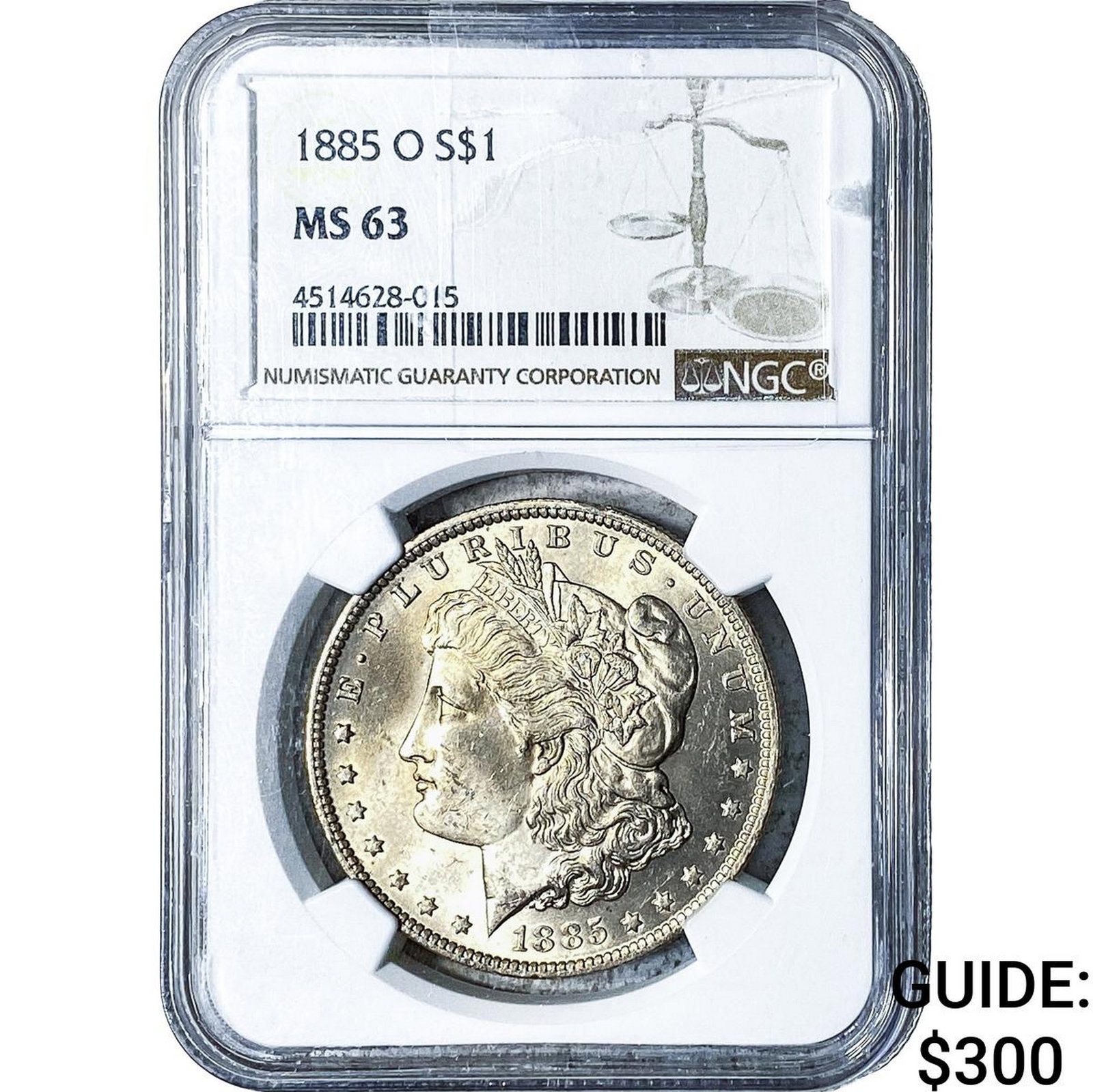 1885-O Morgan Silver Dollar NGC MS63: 1885-O Morgan Silver Dollar NGC MS63