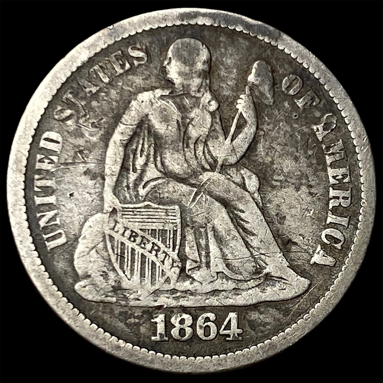 1864 Seated Liberty Dime LIGHTLY CIRCULATED: 1864 Seated Liberty Dime LIGHTLY CIRCULATED