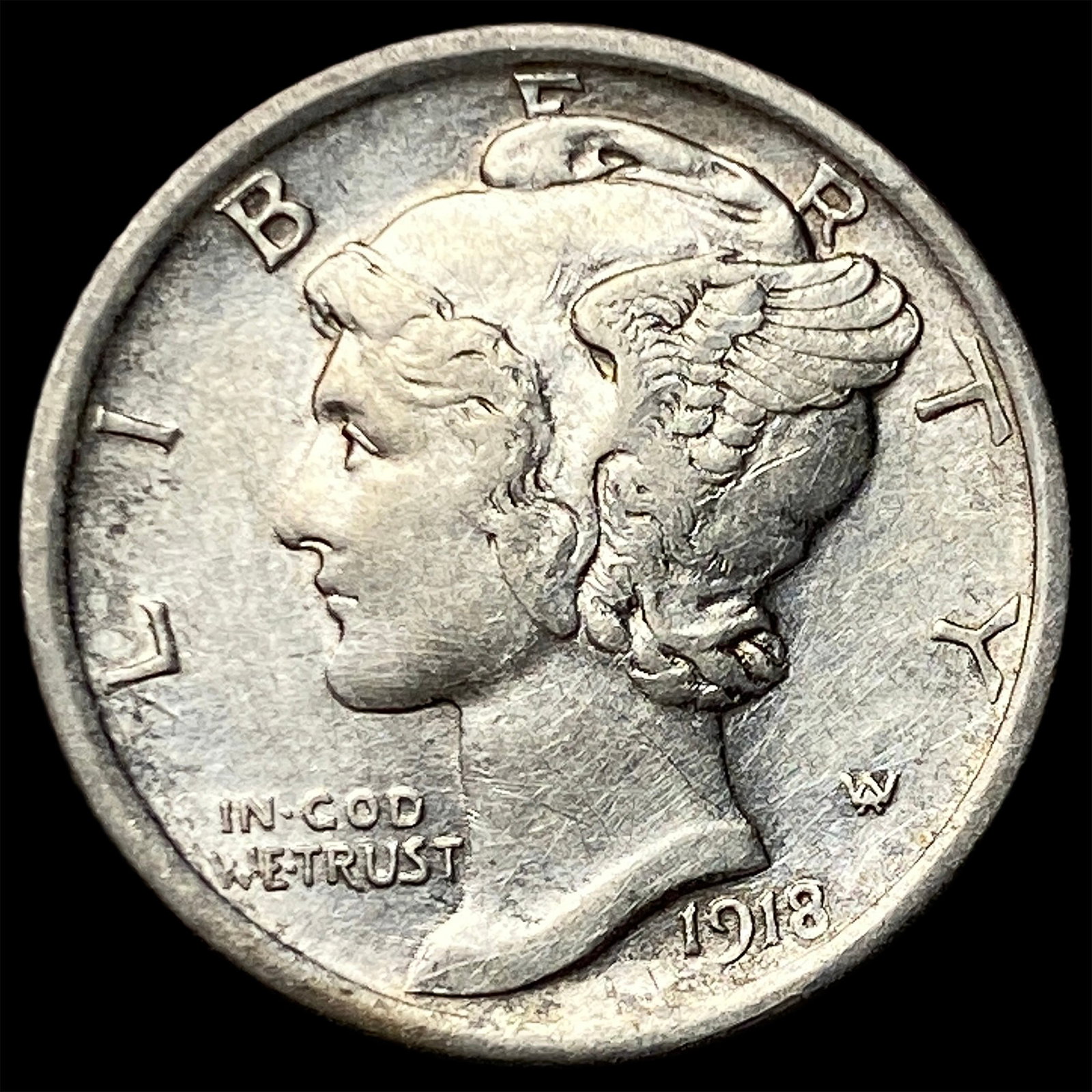 1918 Silver Mercury Dime CLOSELY UNCIRCULATED: 1918 Silver Mercury Dime CLOSELY UNCIRCULATED