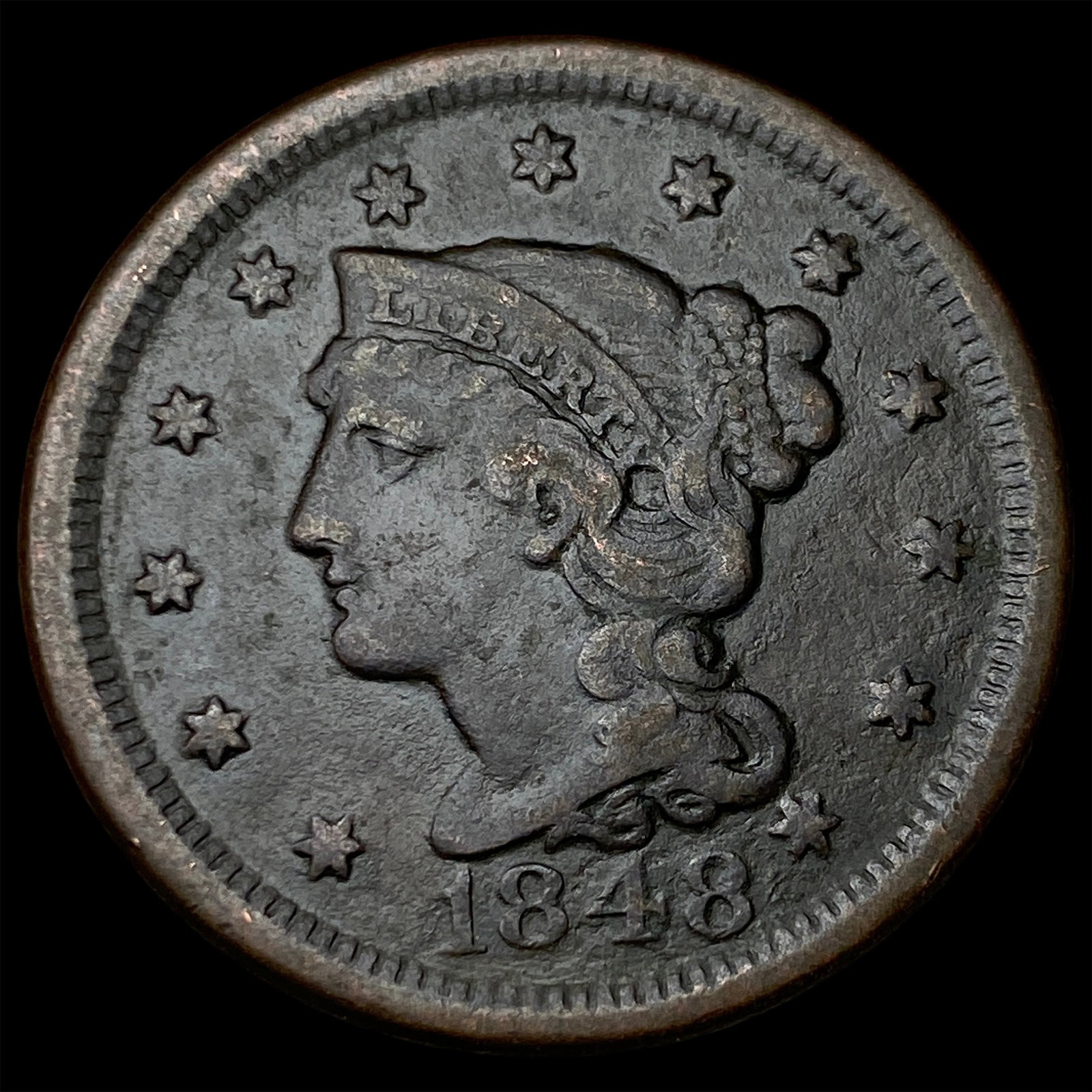 1848 Braided Hair Large Cent LIGHTLY CIRCULATED: 1848 Braided Hair Large Cent LIGHTLY CIRCULATED