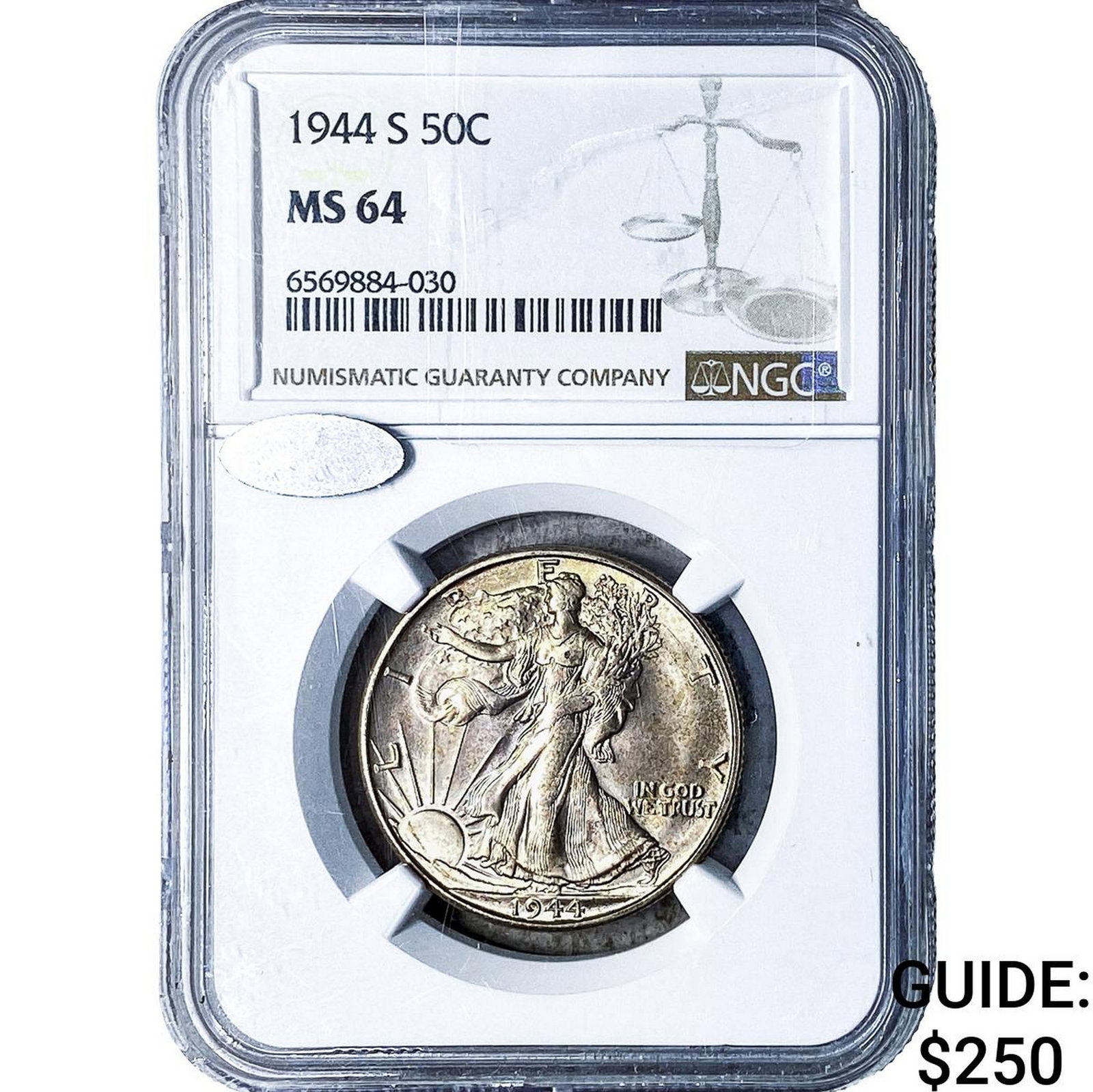 1944-S Walking Liberty Half Dollar NGC MS64: 1944-S Walking Liberty Half Dollar NGC MS64