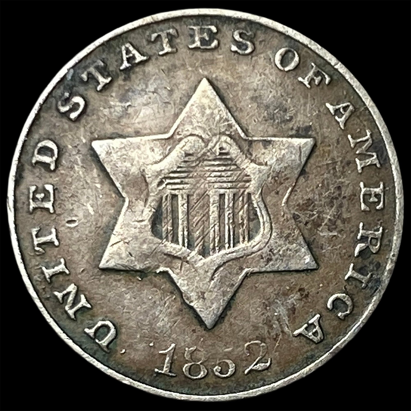 1852 Silver Three-Cent Piece NEARLY UNCIRCULATED (1 of 2)