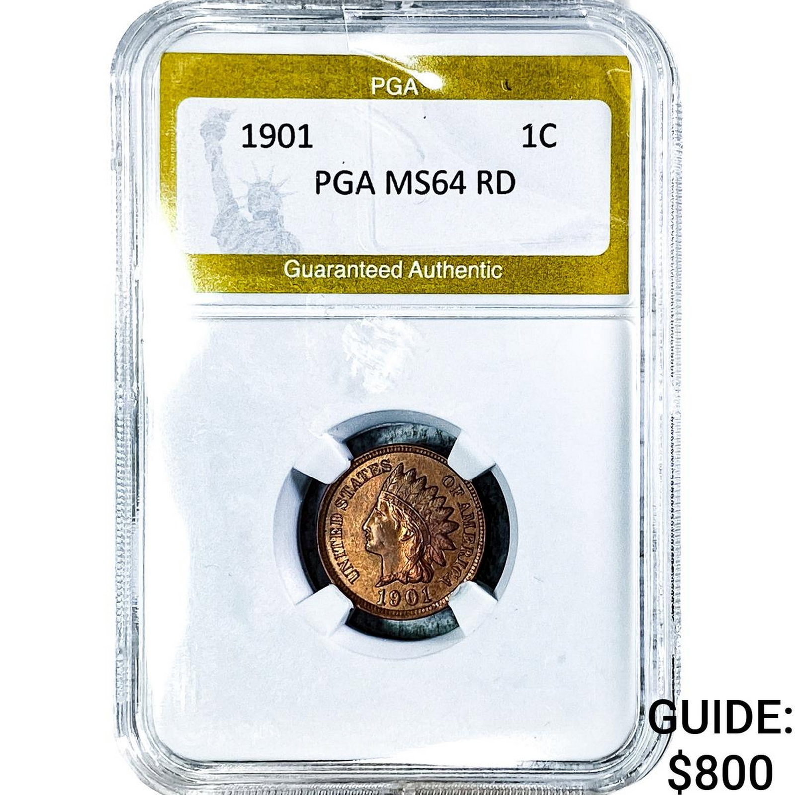 1901 Indian Head Cent PGA MS64 RD: 1901 Indian Head Cent PGA MS64 RD