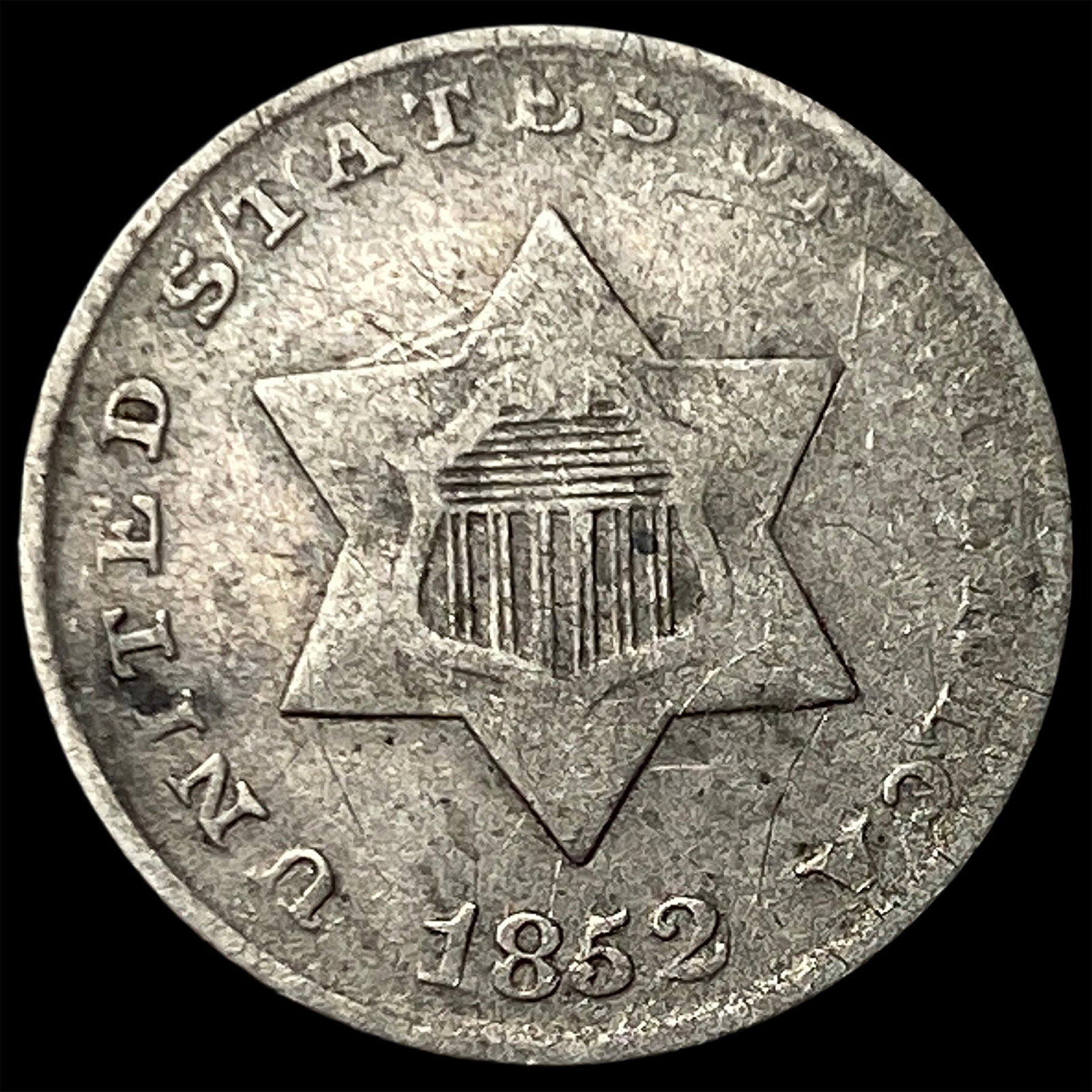 1852 Silver Three-Cent Piece LIGHTLY CIRCULATED: 1852 Silver Three-Cent Piece LIGHTLY CIRCULATED
