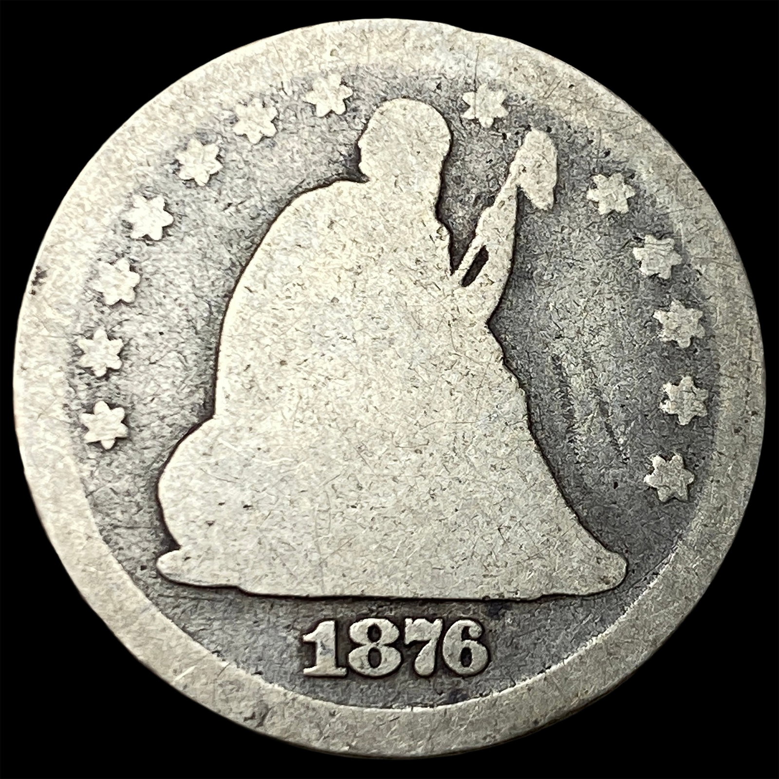1876 Silver Seated Liberty Quarter NICELY CIRCULATED (1 of 2)