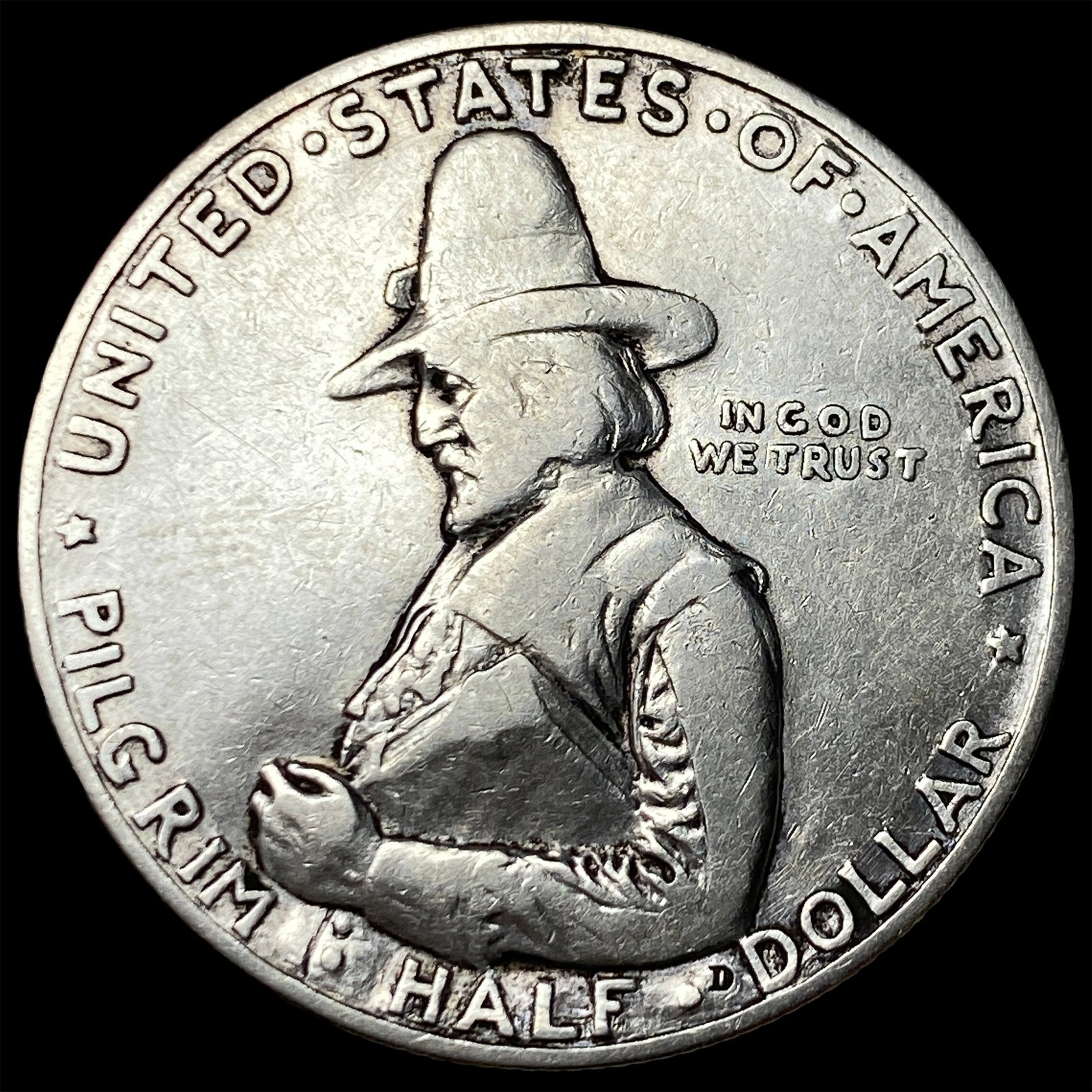 1920 Silver Pilgrim Tercentenary Half Dollar NEARLY UNCIRCULATED: 1920 Silver Pilgrim Tercentenary Half Dollar NEARLY UNCIRCULATED