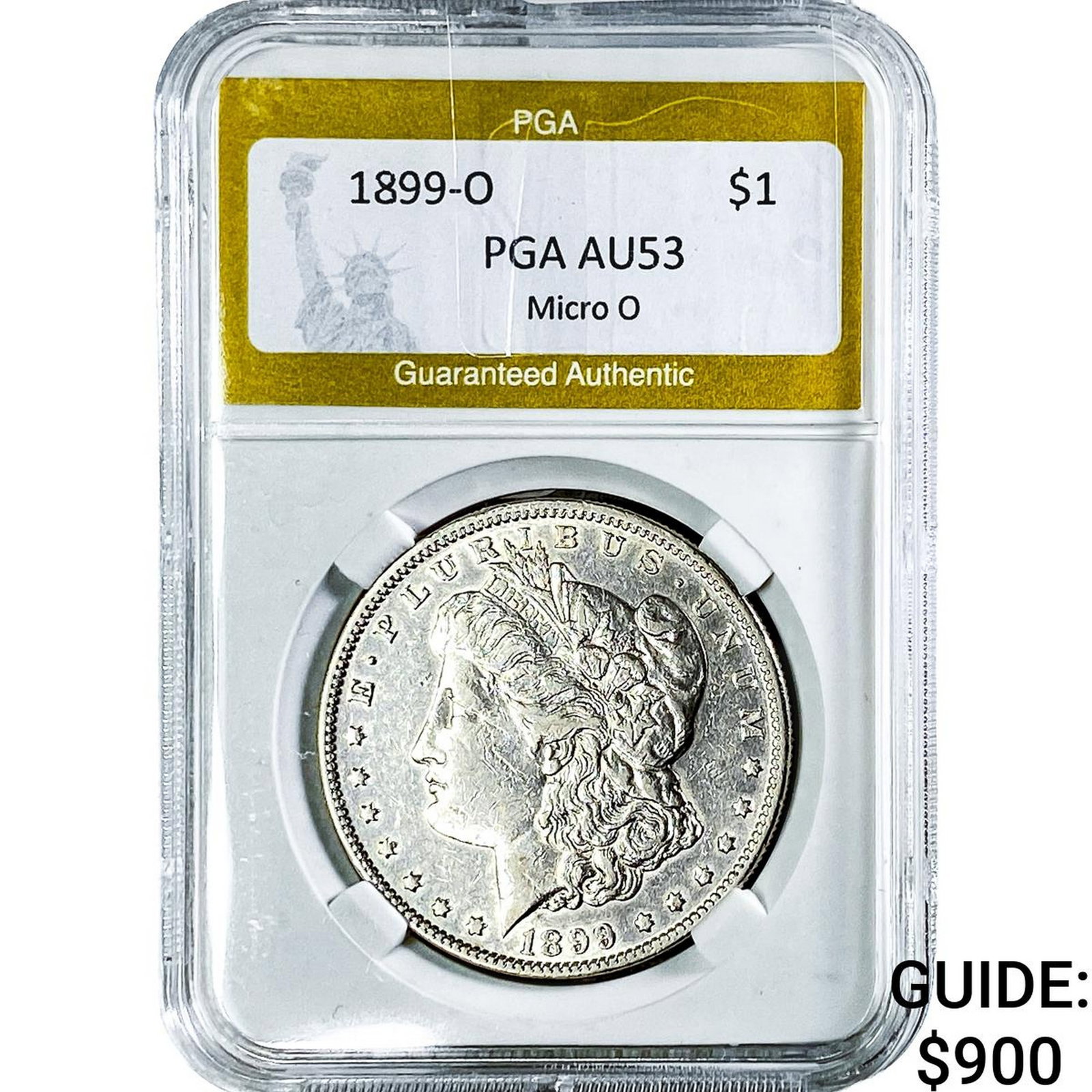 1899-O Morgan Silver Dollar PGA AU53 Micro O: 1899-O Morgan Silver Dollar PGA AU53 Micro O