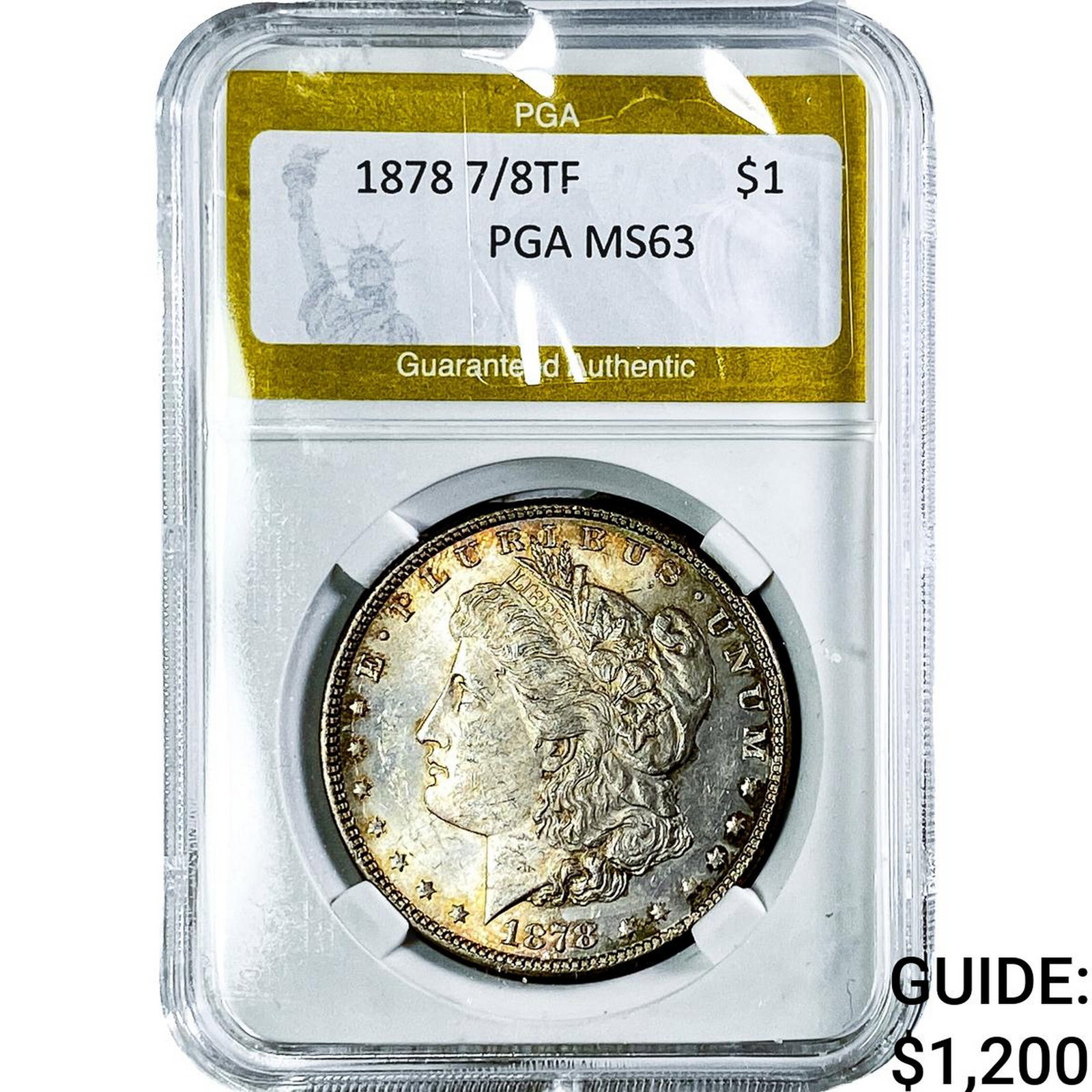 1878 7/8TF Morgan Silver Dollar PGA MS63: 1878 7/8TF Morgan Silver Dollar PGA MS63