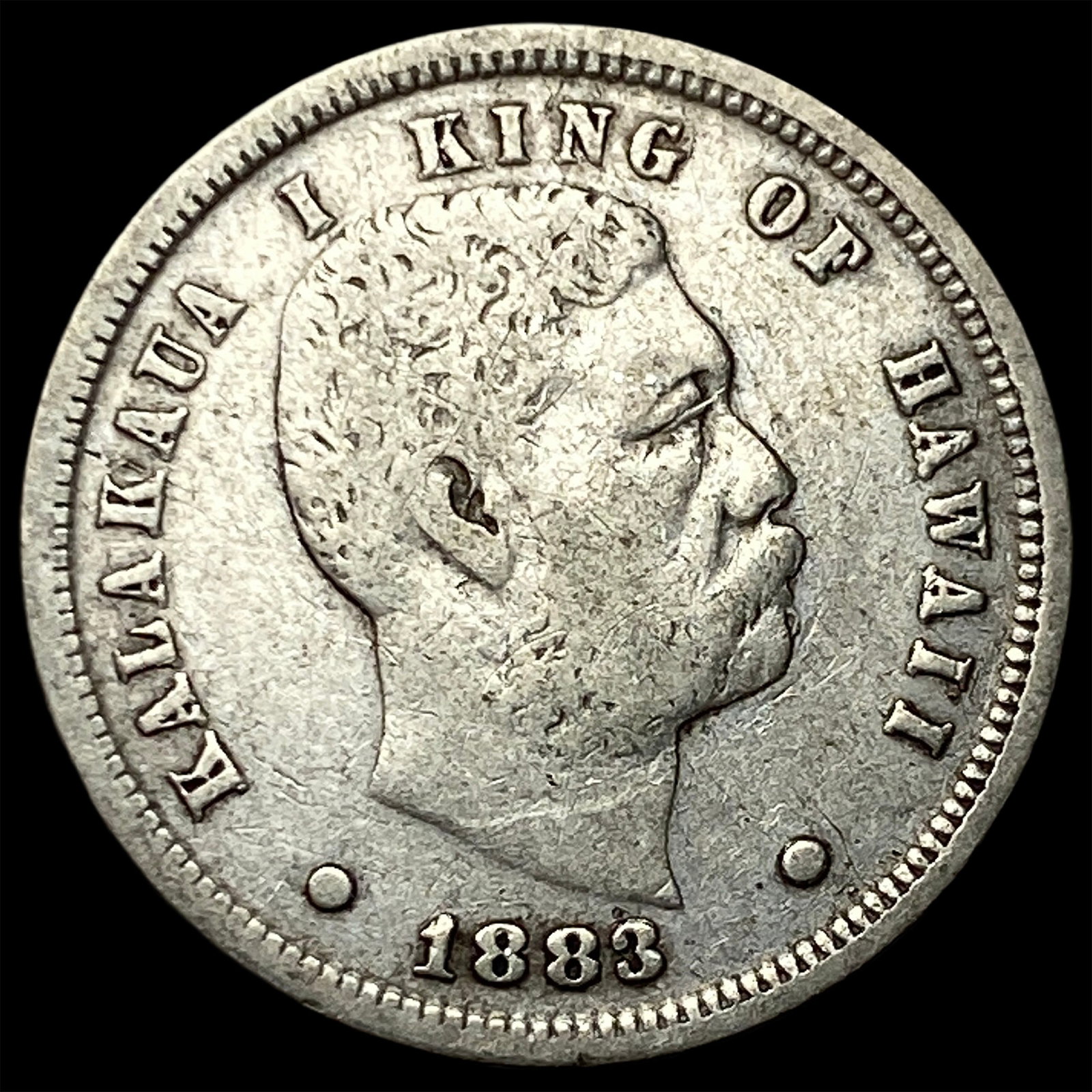 1883 Silver Dime Hawaii Kalakaua I ABOUT UNCIRCULATED: 1883 Silver Dime Hawaii Kalakaua I ABOUT UNCIRCULATED