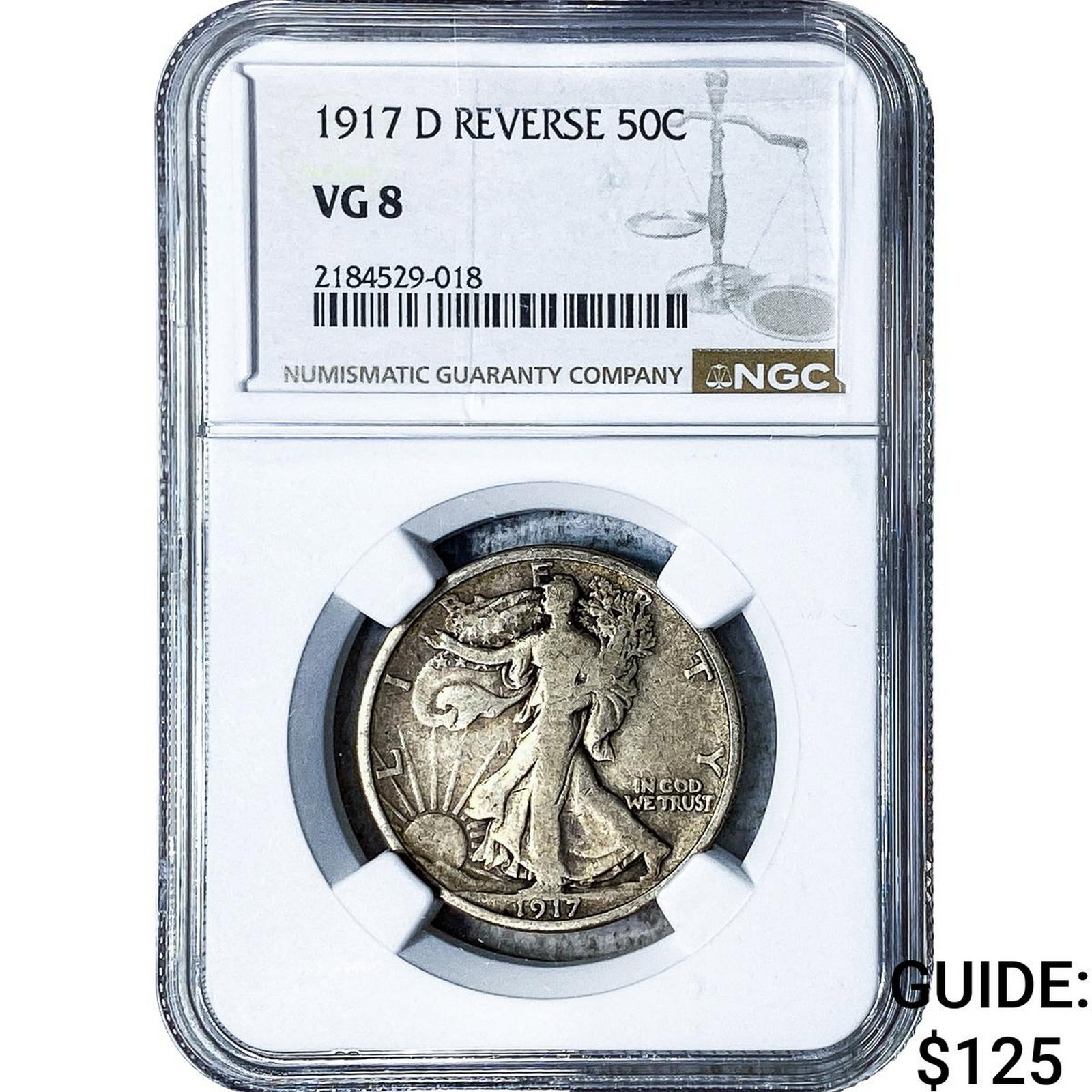 1917-D Walking Liberty Half Dollar NGC VG8: 1917-D Walking Liberty Half Dollar NGC VG8