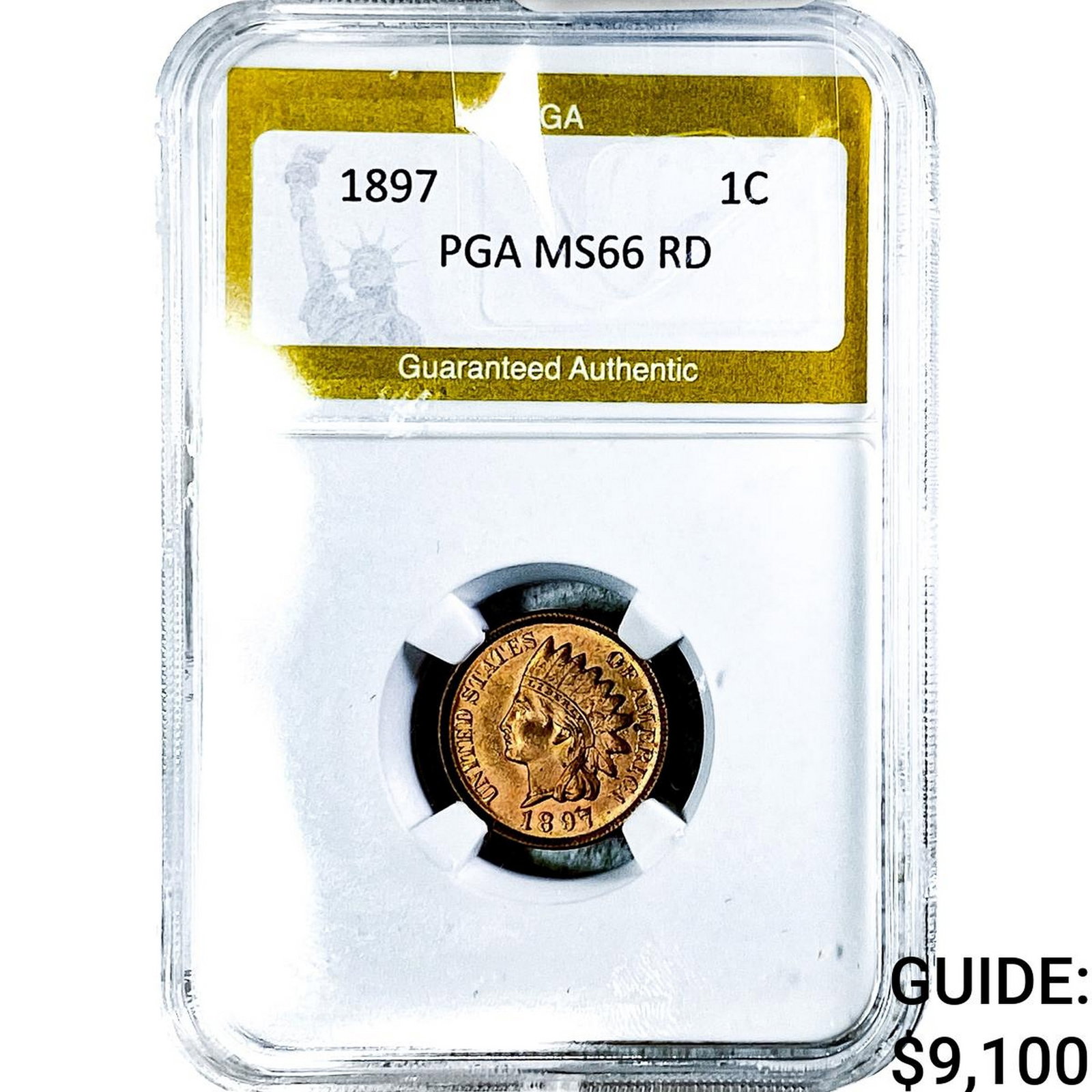 1897 Indian Head Cent PGA MS66 RD: 1897 Indian Head Cent PGA MS66 RD