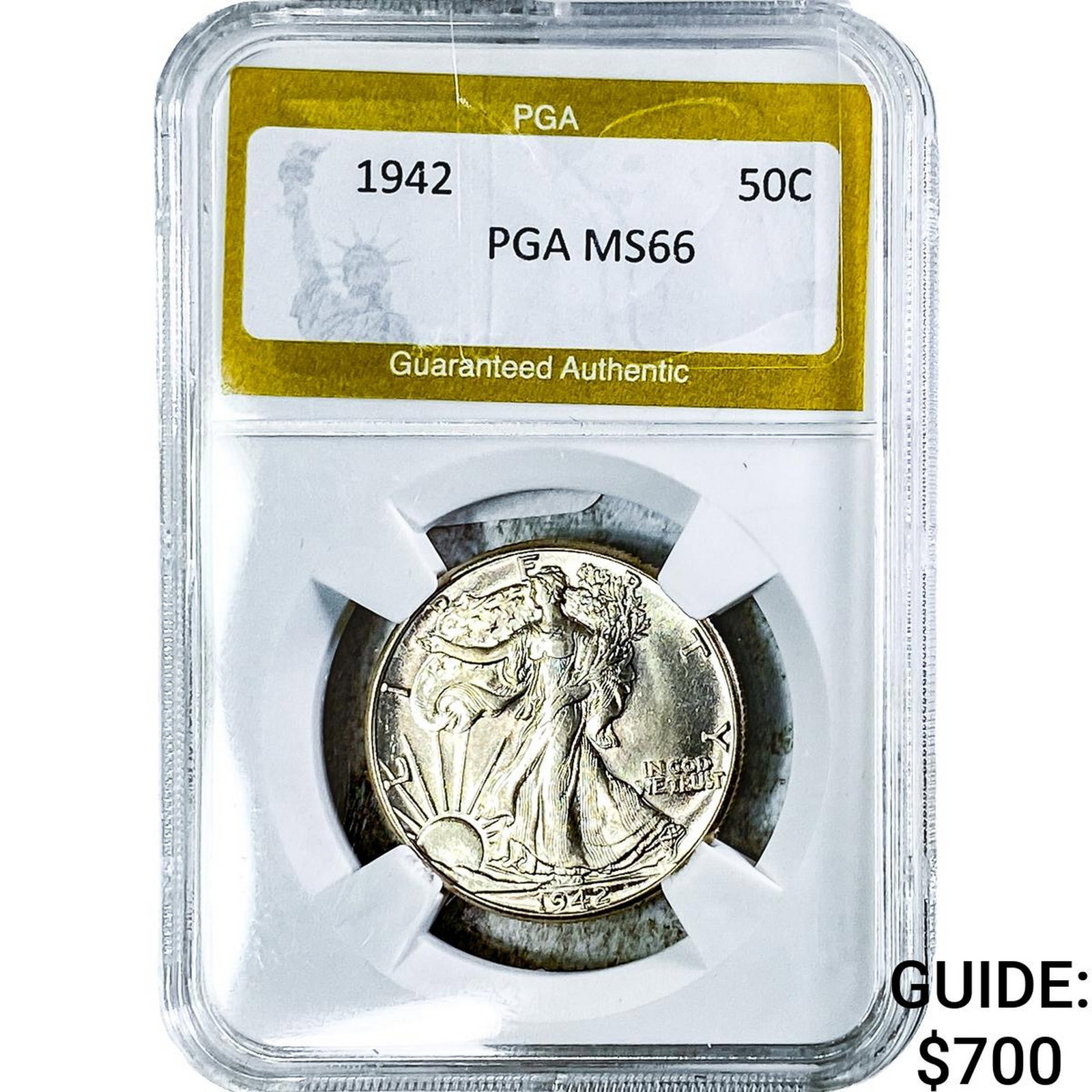 1942 Walking Liberty Half Dollar PGA MS66: 1942 Walking Liberty Half Dollar PGA MS66