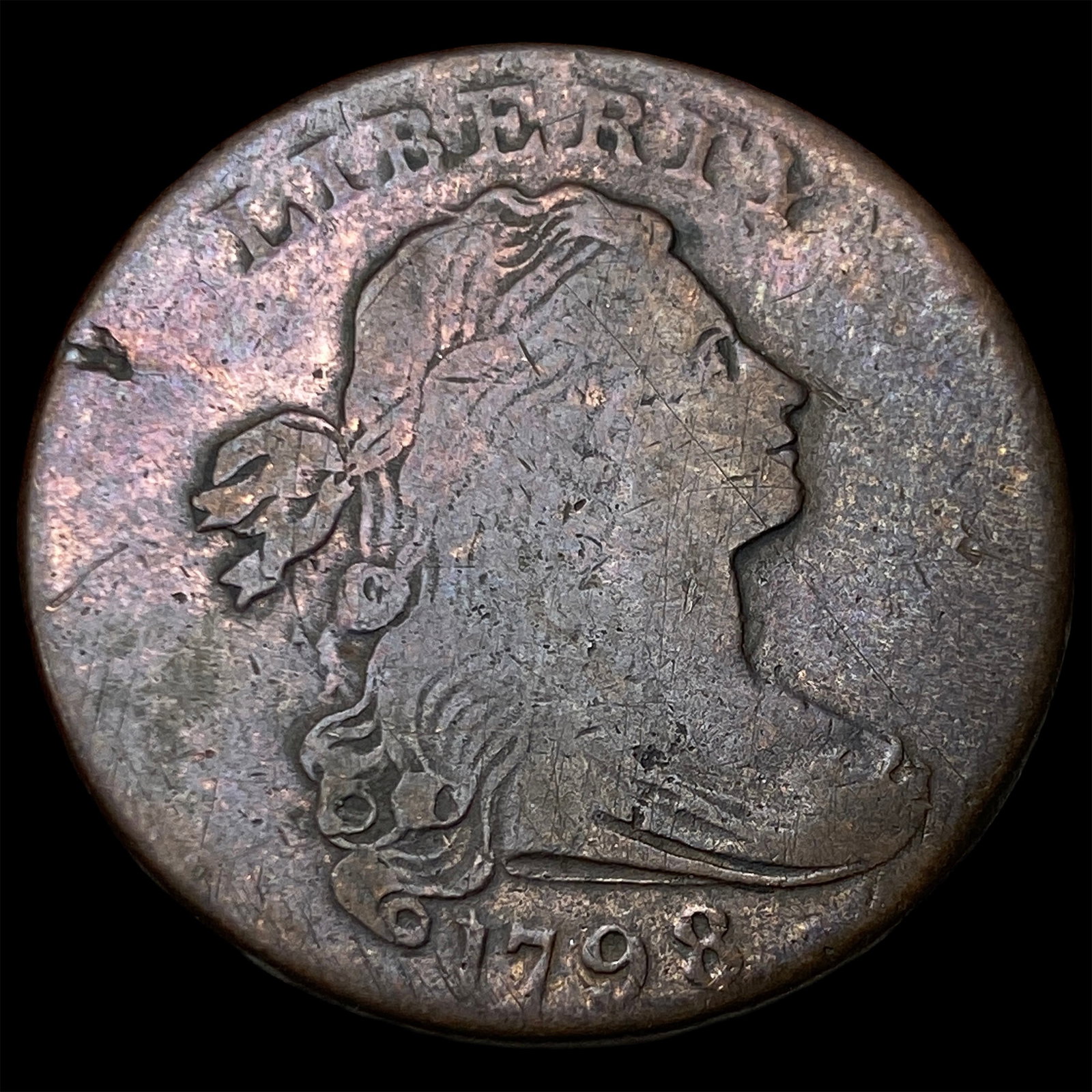 1798 Large Cent Draped Bust Reverse of 1797 LIGHTLY CIRCULATED (1 of 2)