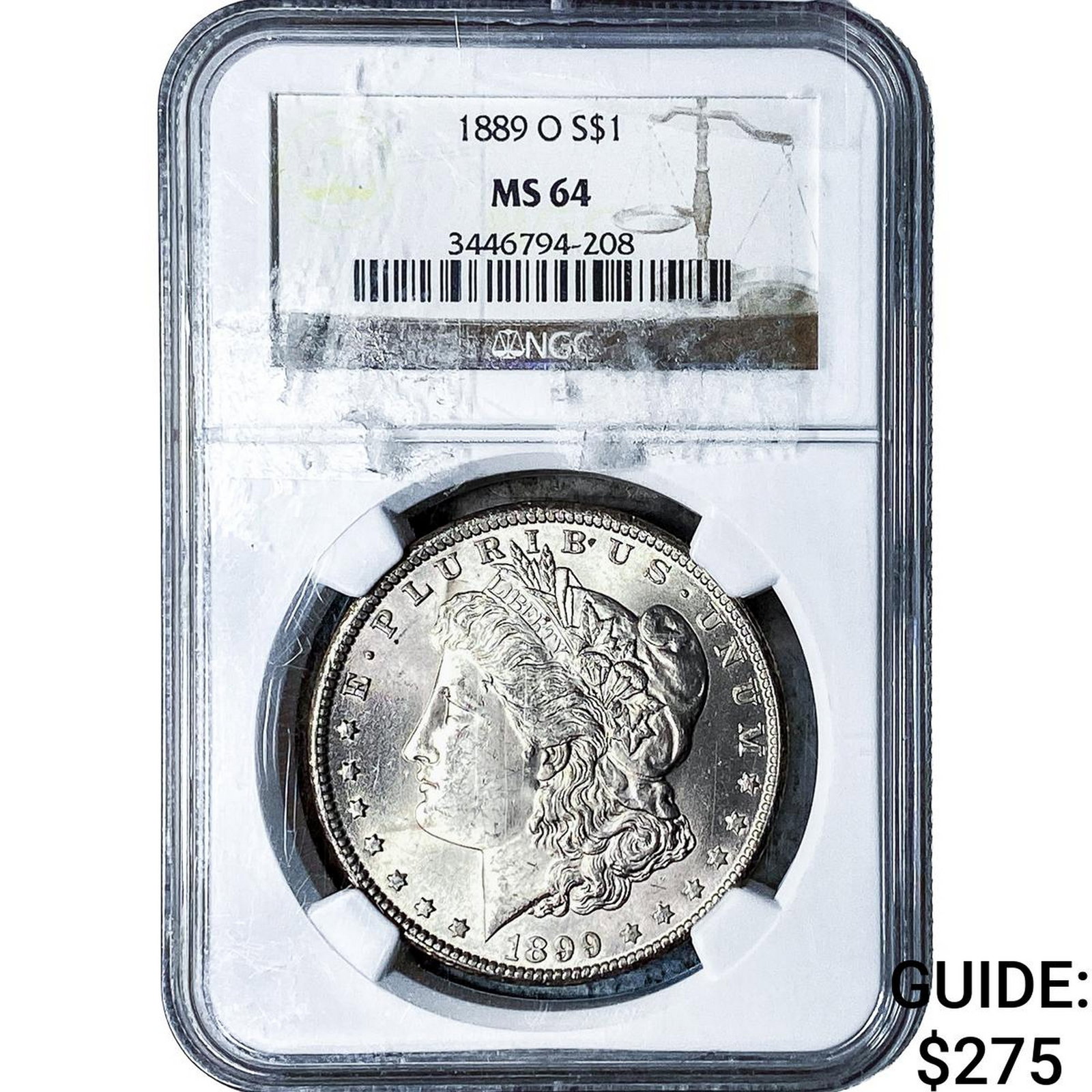 1889-O Morgan Silver Dollar NGC MS64: 1889-O Morgan Silver Dollar NGC MS64
